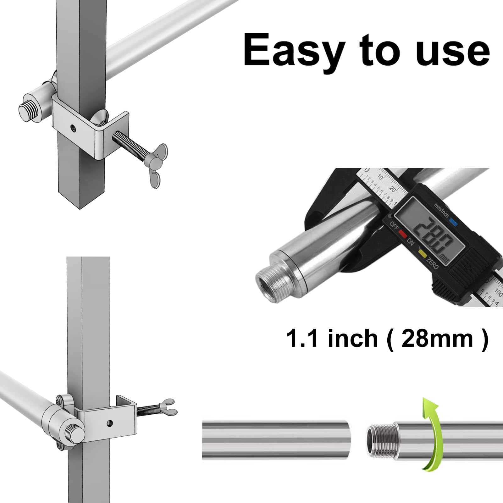 10 FT Canopy Rail Bar Set – Half Wall Cross Bars with Frame Connectors for Pop-Up Canopies (Set of 2)