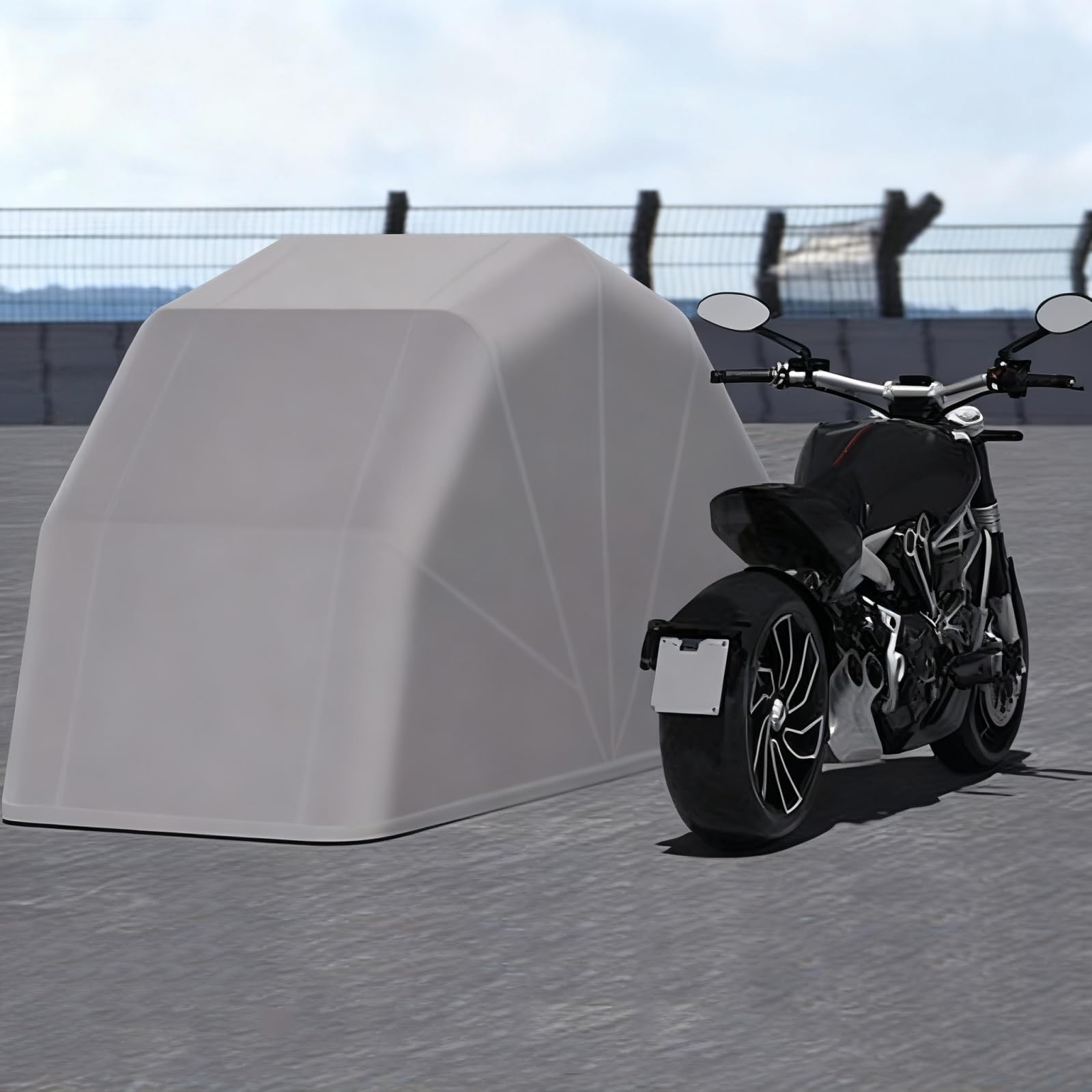 Portable Motorcycle Storage Shelter – Waterproof Foldable Garage Tent with Lock for All-Weather Protection