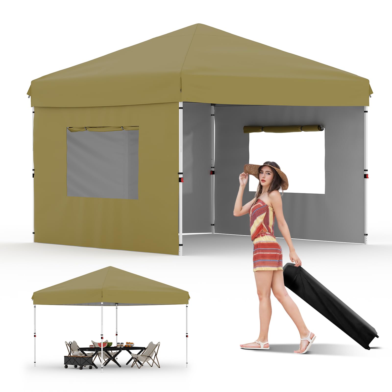 10 × 10 FT Heavy-Duty Pop-Up Canopy Tent – One-Person Setup, Waterproof UPF 50+ Shelter for Events & Markets