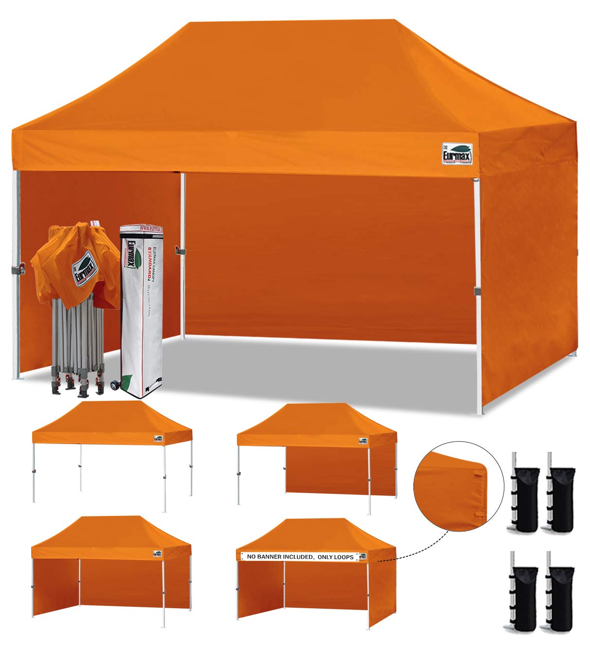 Commercial Pop-Up Canopy Tent – Instant Shelter with 4 Removable Sidewalls, Roller Bag & Sandbags