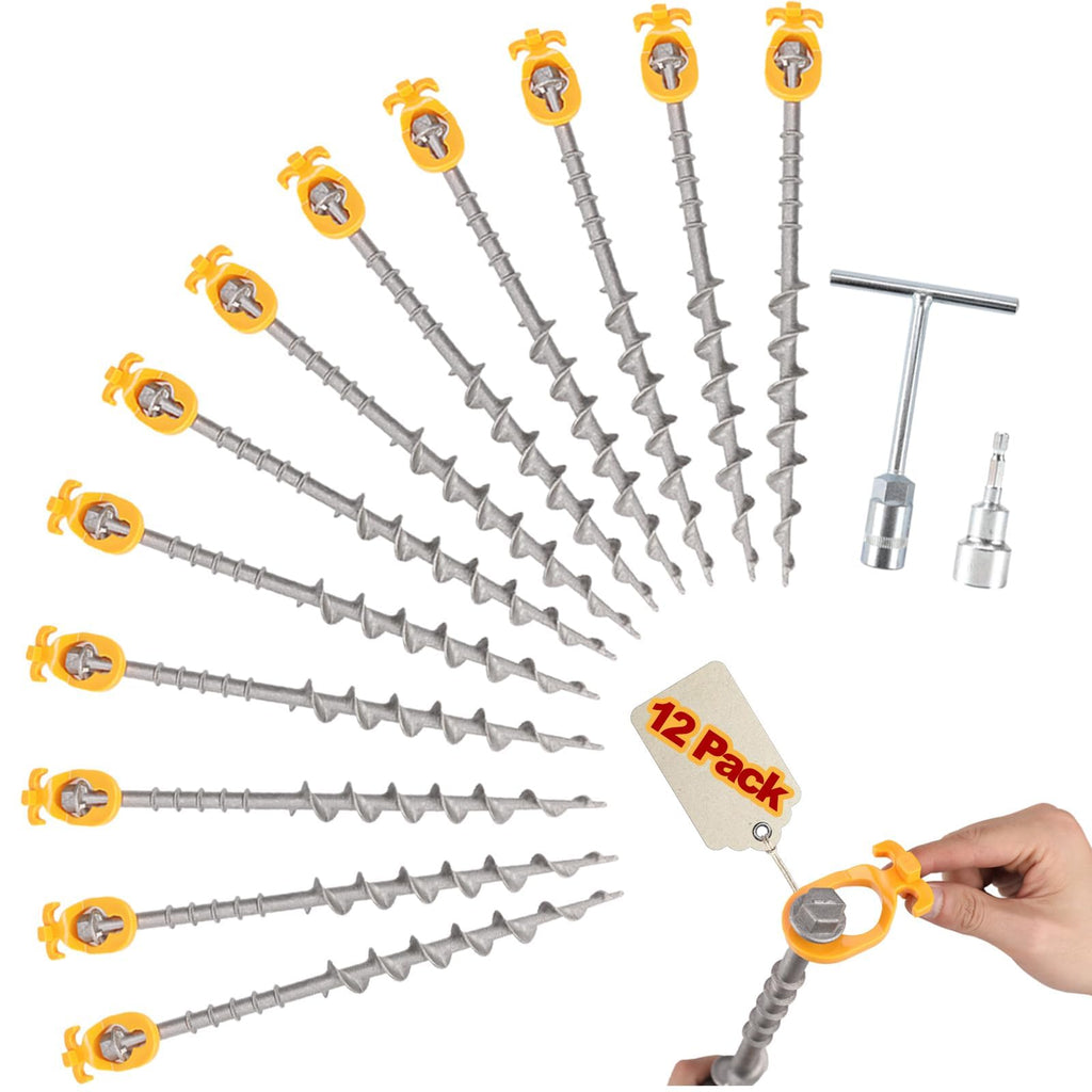 Keltrion 14" Ground Anchors Screw in Non-Rust Cast Aluminum Detachable Tent Stakes