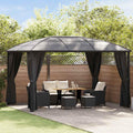 Gazebo with Curtains – Aluminum & Steel Frame Patio Pergola Canopy (157.5 × 118.1 × 104.3 in)