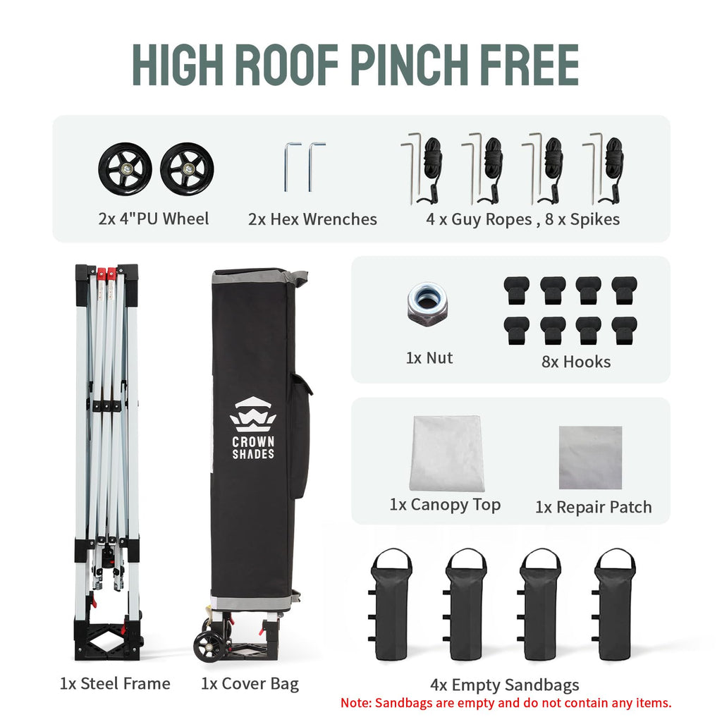 Commercial Pop-Up Canopy Tent – Instant 1-Person Setup with 400D Silver-Coated Fabric, Wheels & Carry Bag