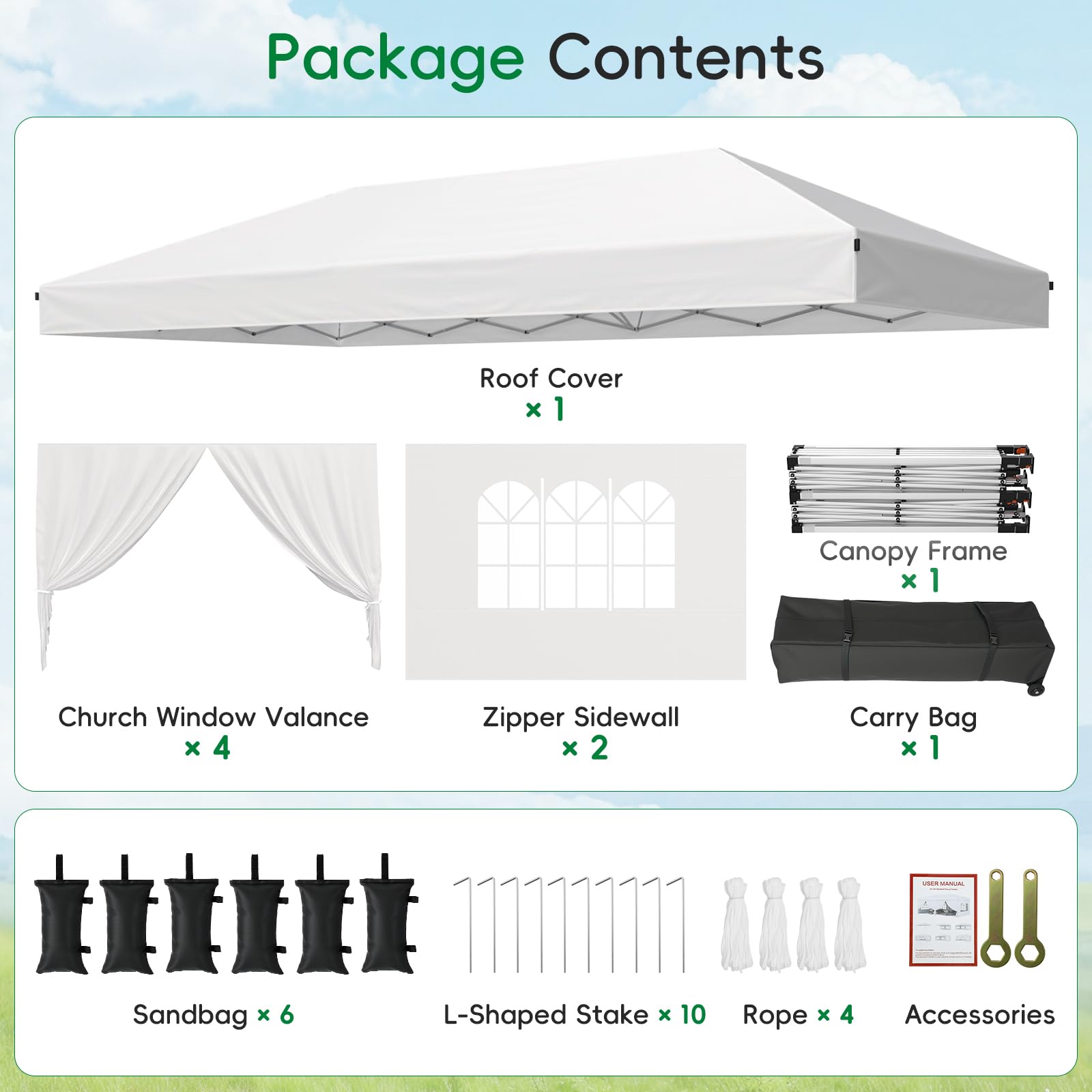 10 × 20 FT Pop-Up Canopy Tent – Event Shelter with 6 Sidewalls, Windows & Roller Bag for Outdoor Use