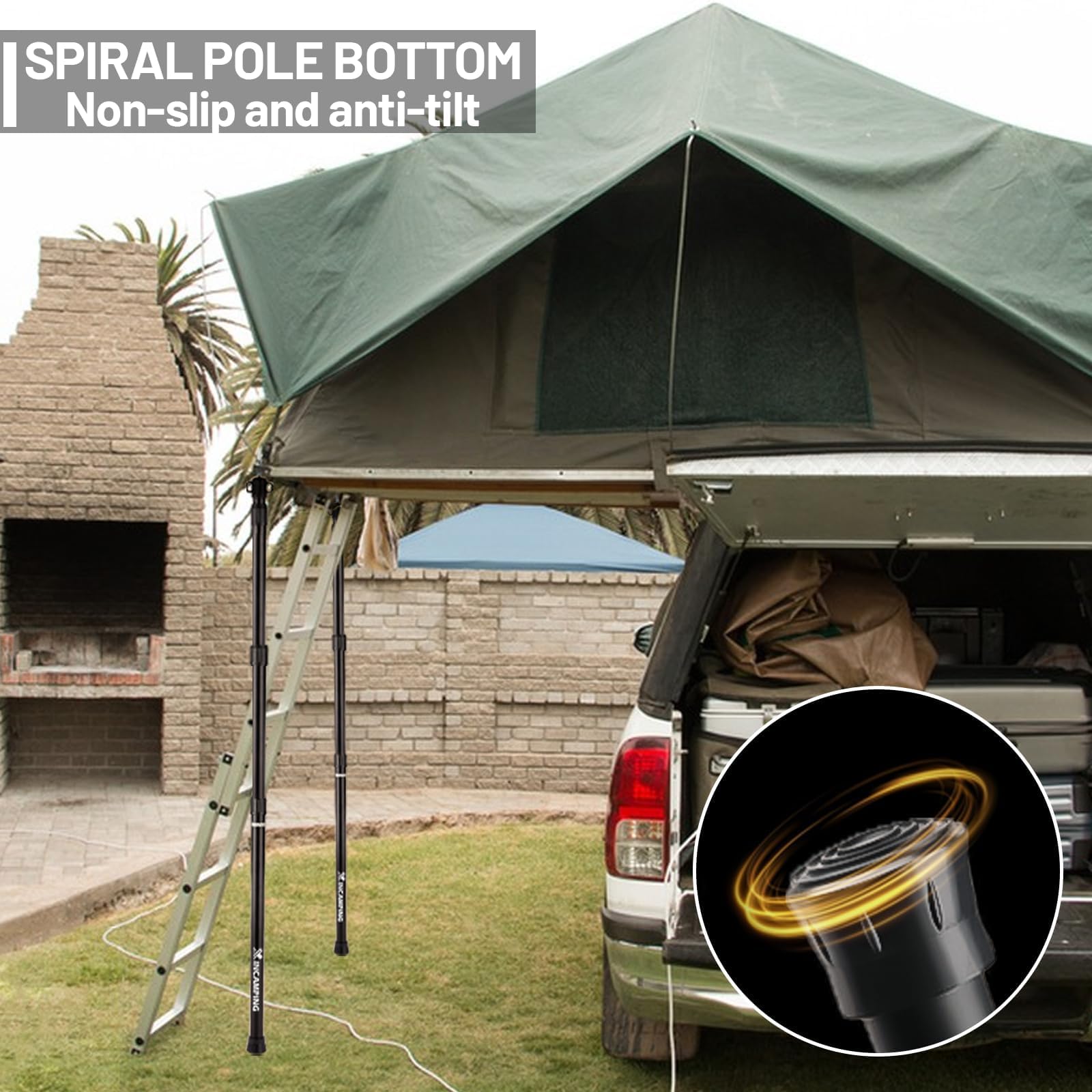 Adjustable Aluminum Tarp Poles – Heavy-Duty Awning Pole Set for Camping & Hiking (Set of 2)