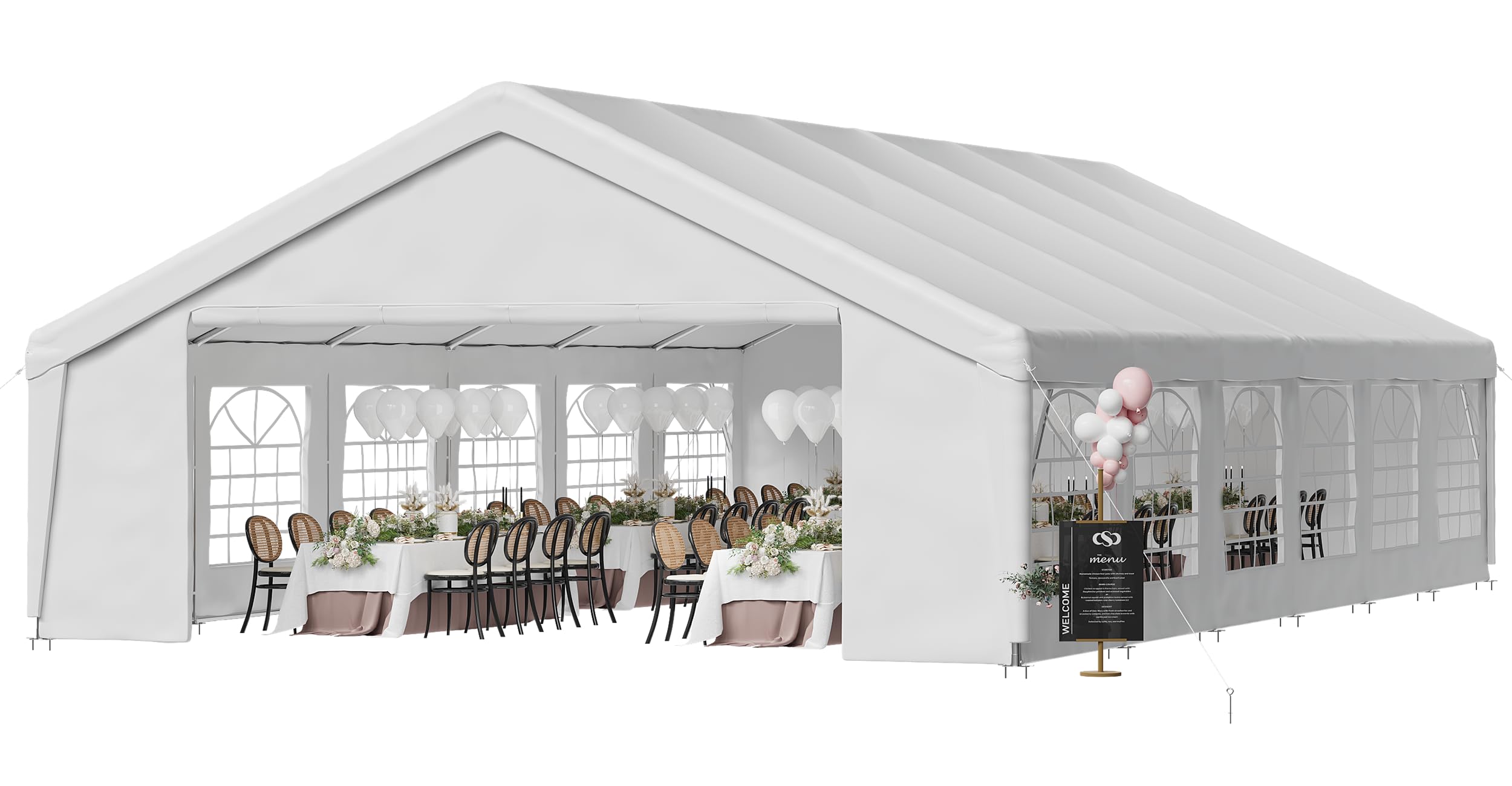 Heavy-Duty Commercial Party Tent – Waterproof Canopy with Removable Sidewalls for Events & Outdoor Gatherings, White