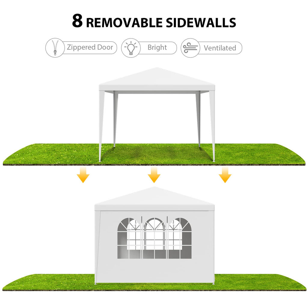 Waterproof Gazebo Canopy Tent – Heavy-Duty Event Shelter with Removable Sidewalls & Windows, White