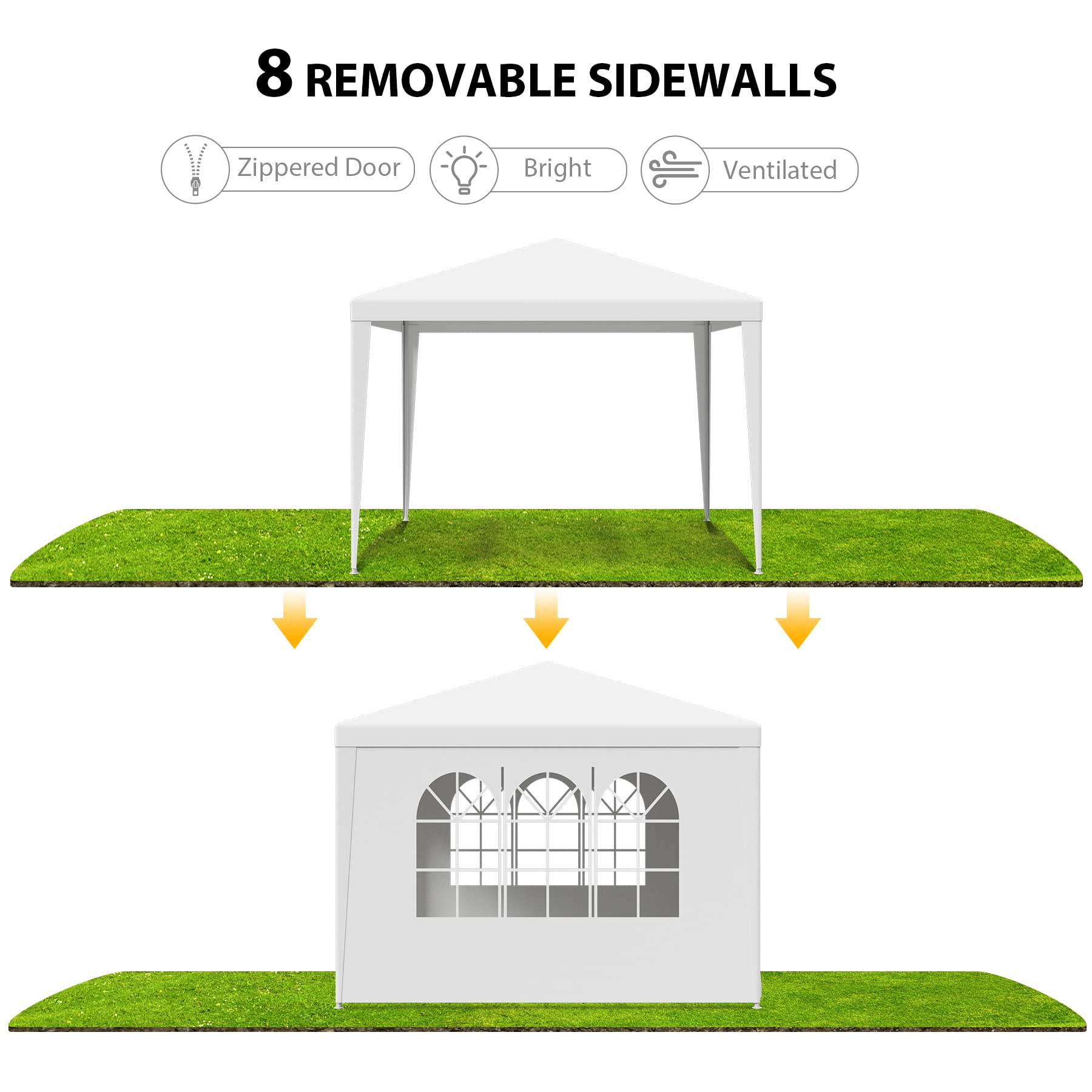 Waterproof Gazebo Canopy Tent – Heavy-Duty Event Shelter with Removable Sidewalls & Windows, White
