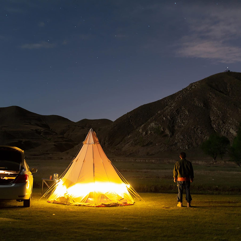 Cotton Canvas Pyramid Tent – Waterproof 3–4 Person All-Season Glamping Shelter 4×4×3m