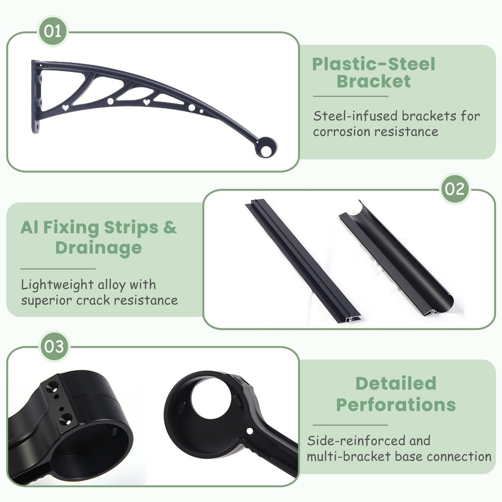 Rainproof Door Canopy – UV-Resistant Polycarbonate Awning with Drainage Design (32 × 114 in)