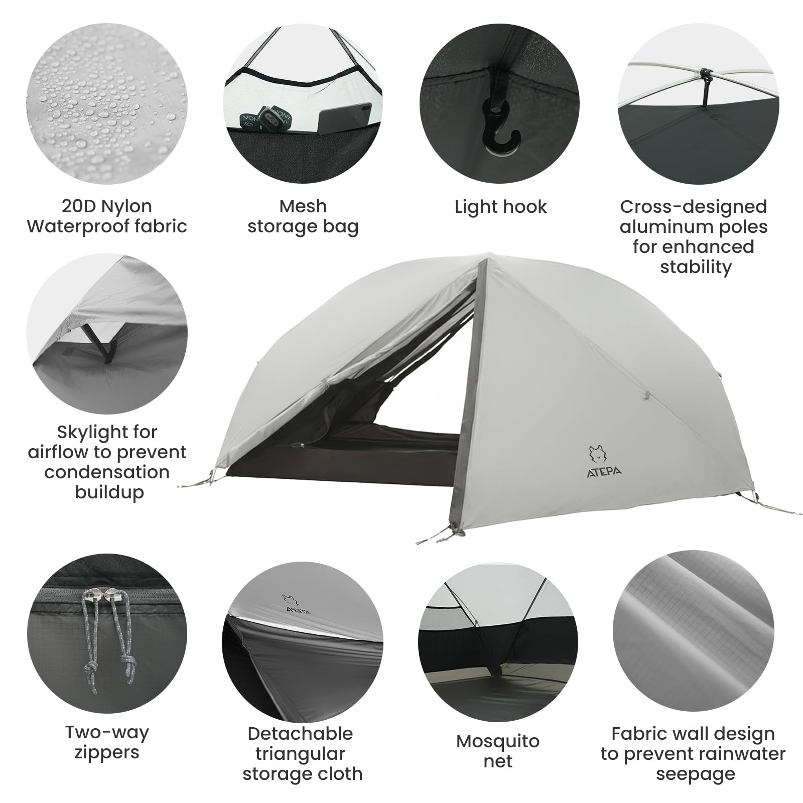 Ultralight 1–2 Person Backpacking Tent – 20D SilNylon 4-Season Waterproof Freestanding Shelter with Vestibule