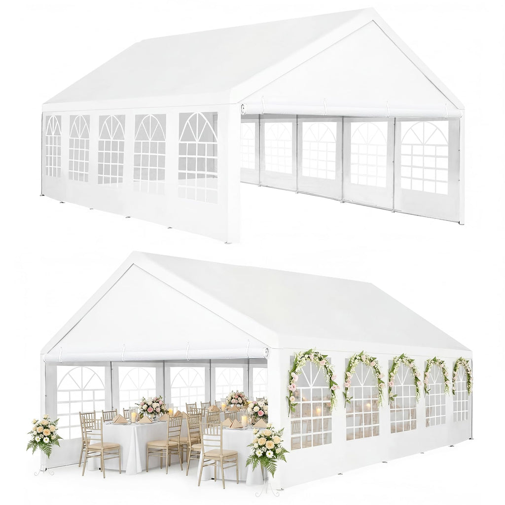Heavy-Duty Party Tent – Waterproof Outdoor Event Shelter with Removable Sidewalls, White