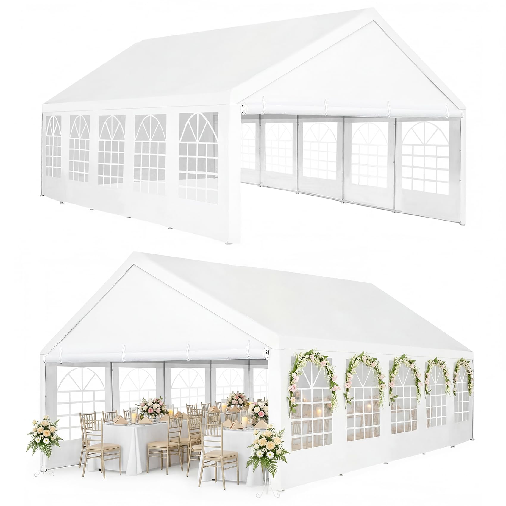 Heavy-Duty Party Tent – Waterproof Outdoor Event Shelter with Removable Sidewalls, White