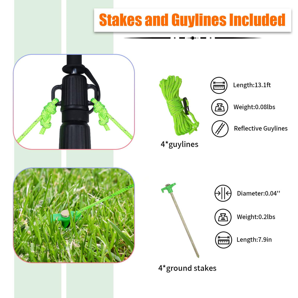 Telescoping Aluminum Tarp Poles – Heavy-Duty Adjustable Tent Pole Set with Stakes & Guylines for Camping Shelters and Awnings