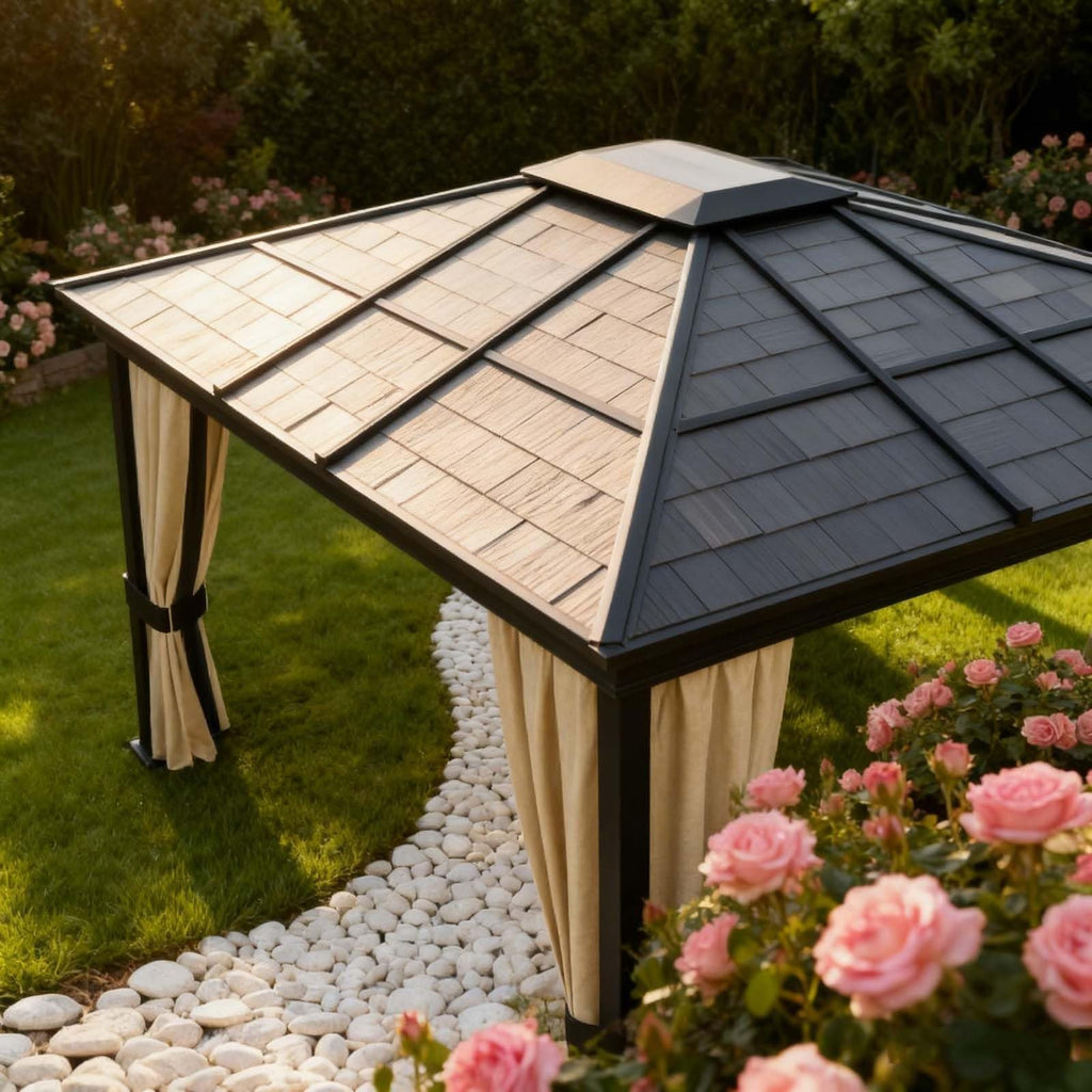Waterproof Double Roof Gazebo Canopy – Outdoor Shelter for Patio, Garden & Backyard (11.8 × 9.7 FT)