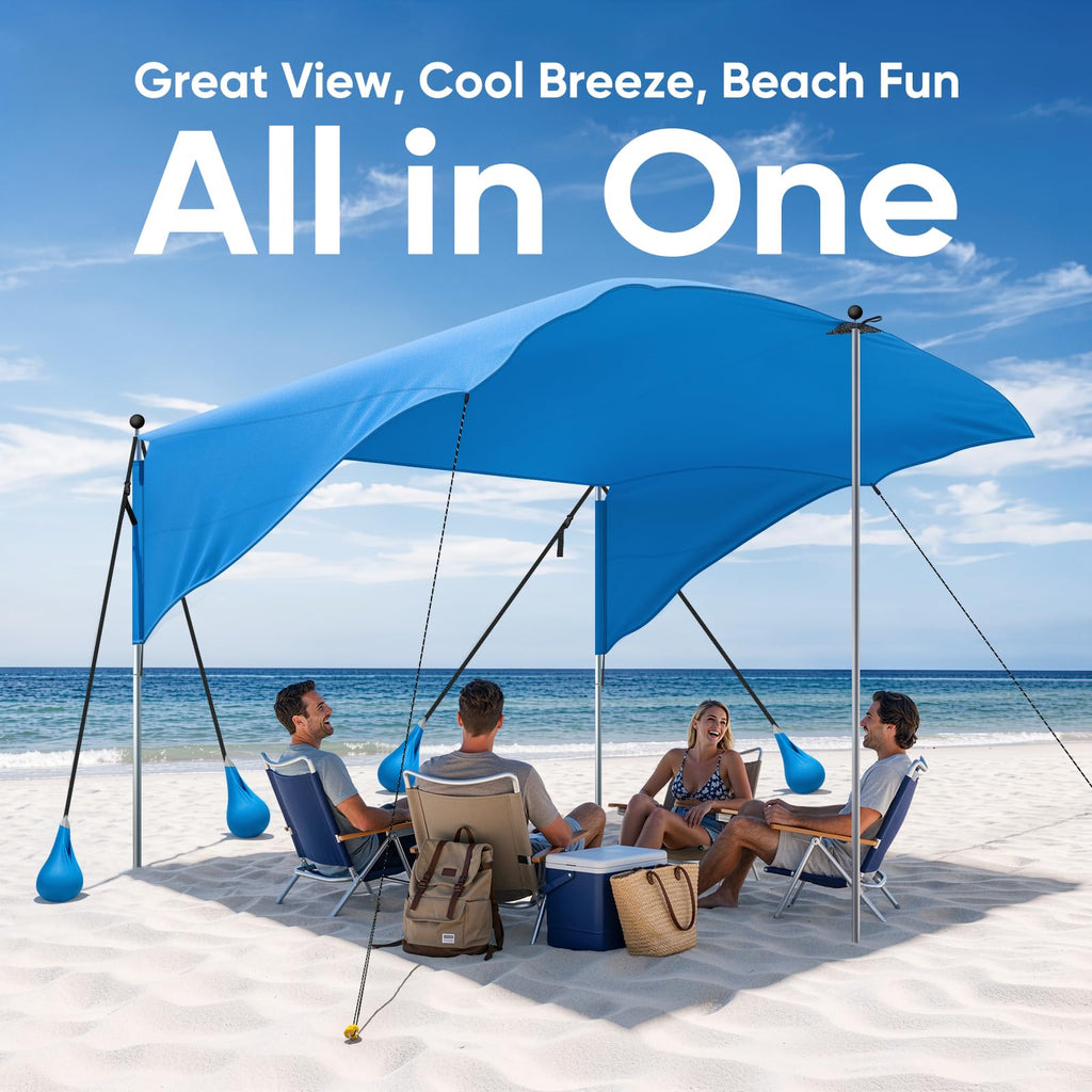 Beach Shade Canopy – UPF 50+ Sun Shelter for 4–6 People, Lightweight Easy-Setup Design (100 Sq. Ft.)