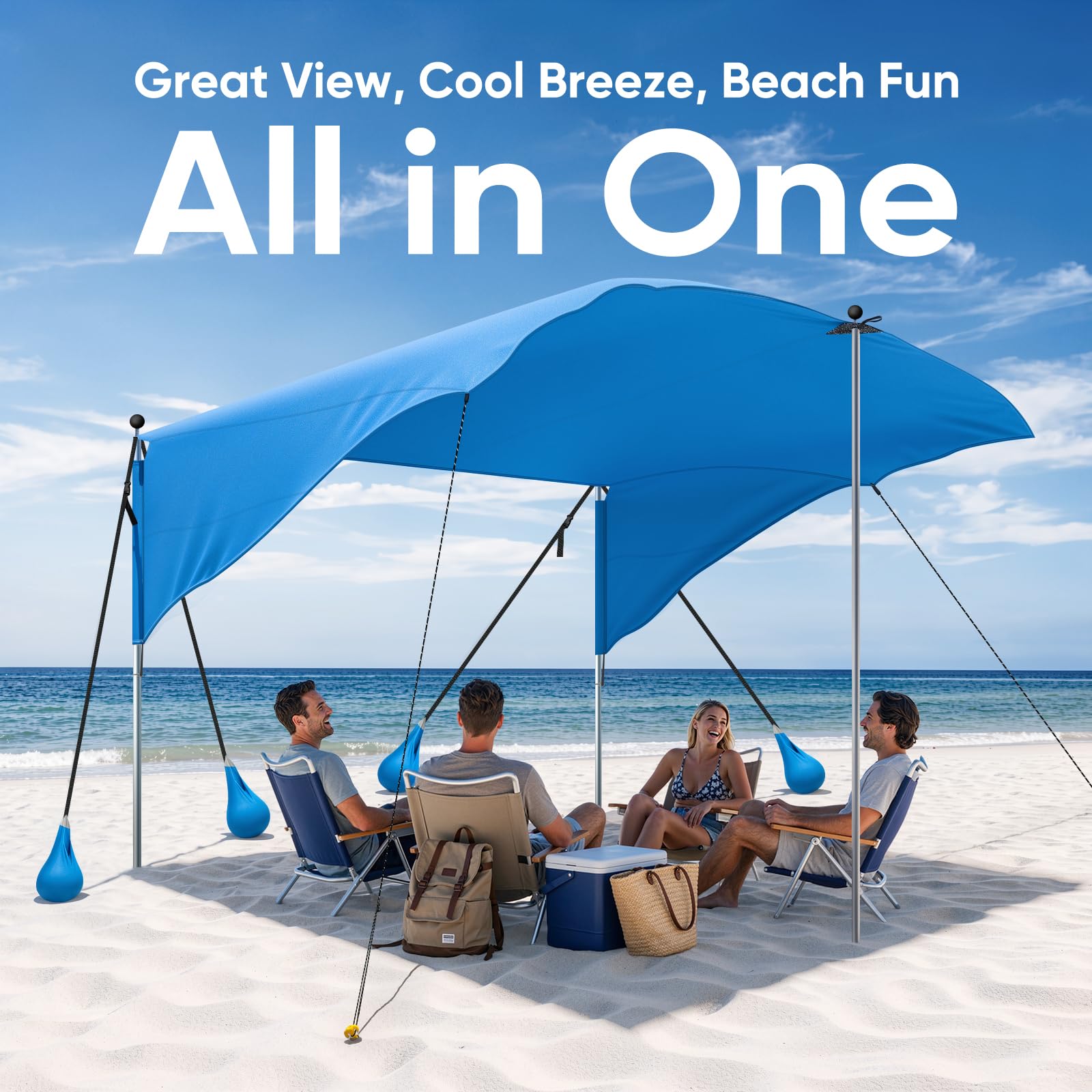 Beach Shade Canopy – UPF 50+ Sun Shelter for 4–6 People, Lightweight Easy-Setup Design (100 Sq. Ft.)