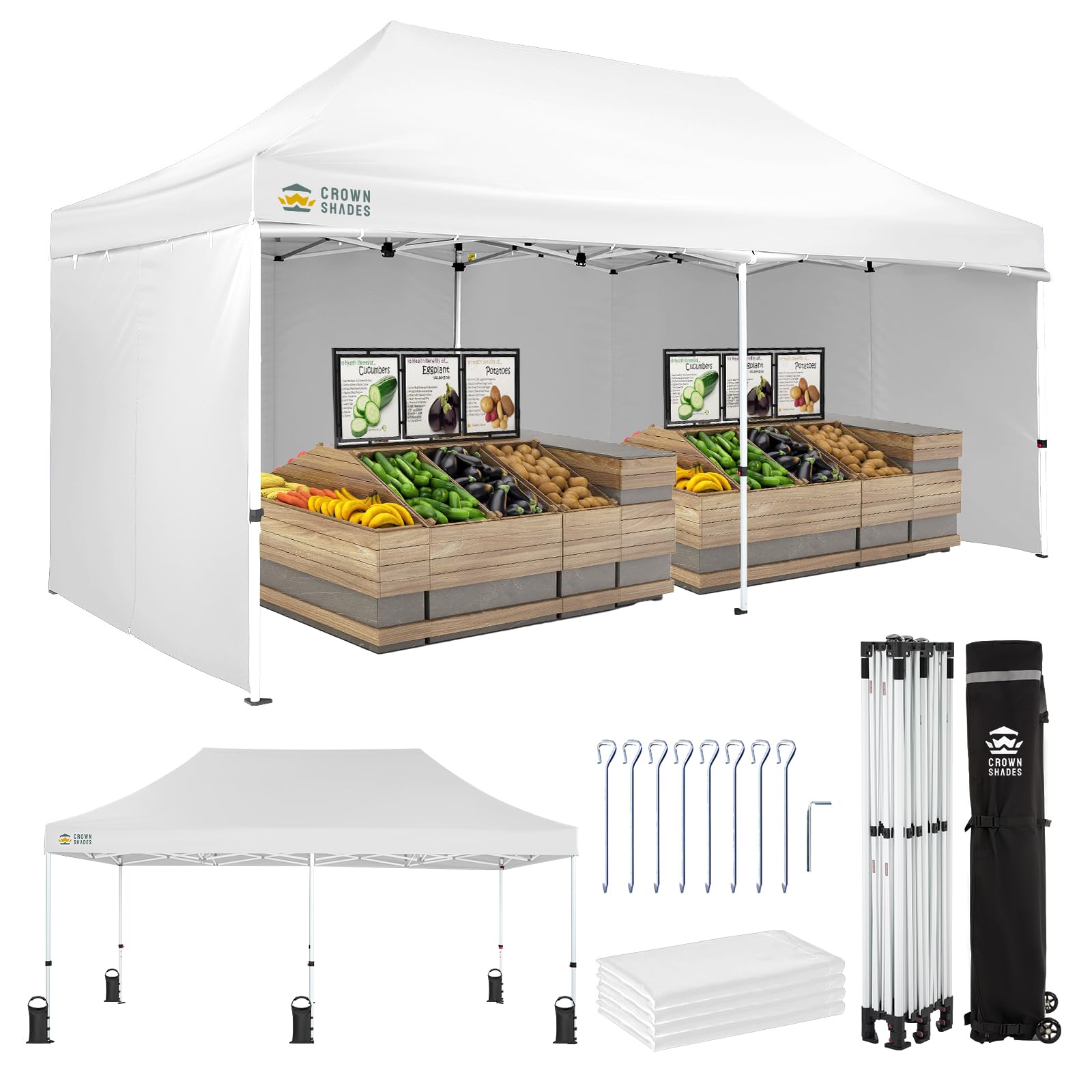 10 × 10 FT Commercial Pop-Up Canopy Tent – Instant Center-Lock Shelter with 4 Sidewalls