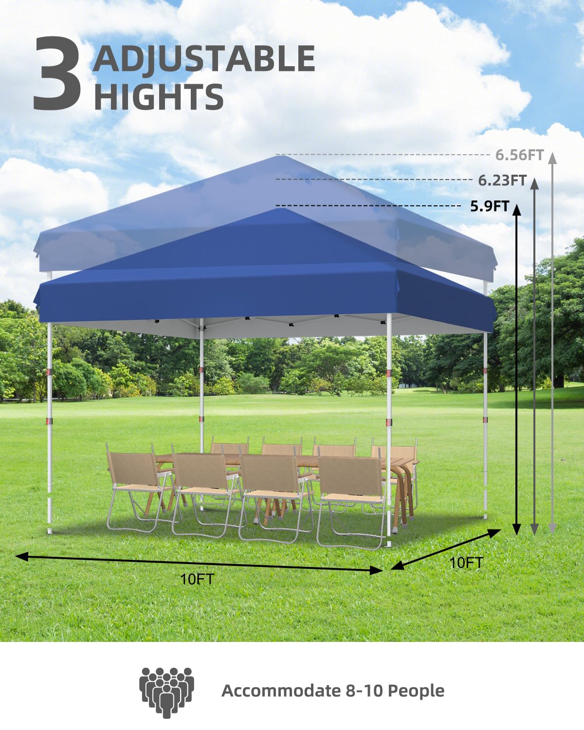 10 × 10 FT Heavy-Duty Pop-Up Canopy Tent – One-Person Setup, Waterproof UPF 50+ Shelter for Events & Markets