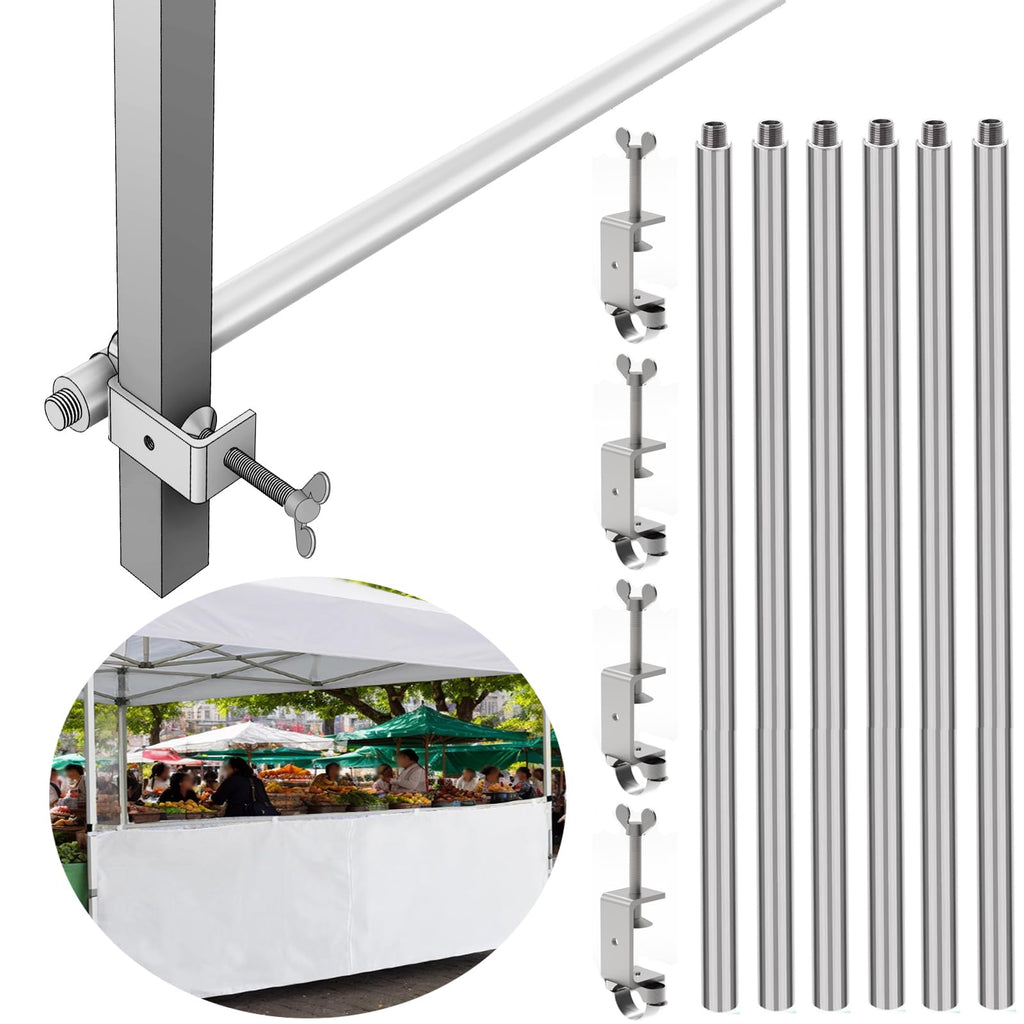 10 FT Canopy Rail Bar Set – Half Wall Cross Bars with Frame Connectors for Pop-Up Canopies (Set of 2)