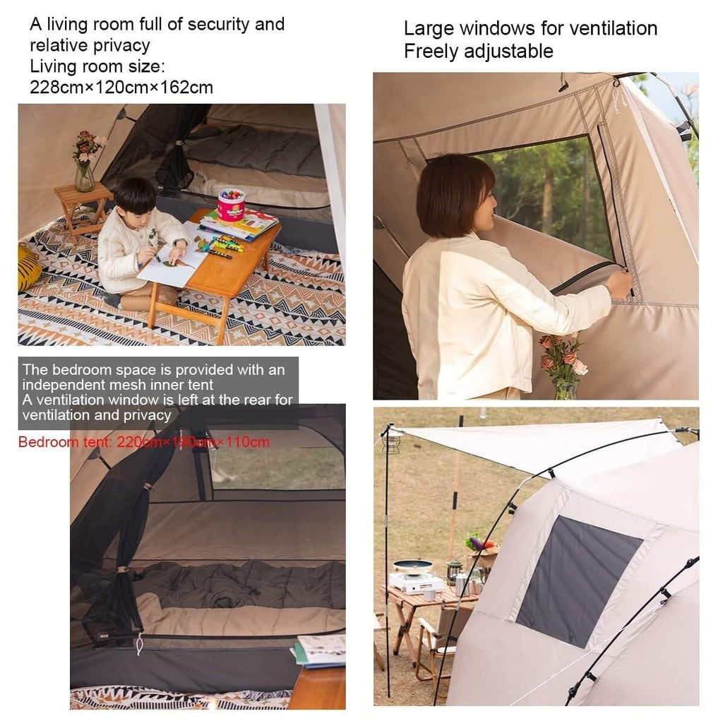 3–4 Person Waterproof Camping Tent with Mesh Ventilation & Canopy Shelter