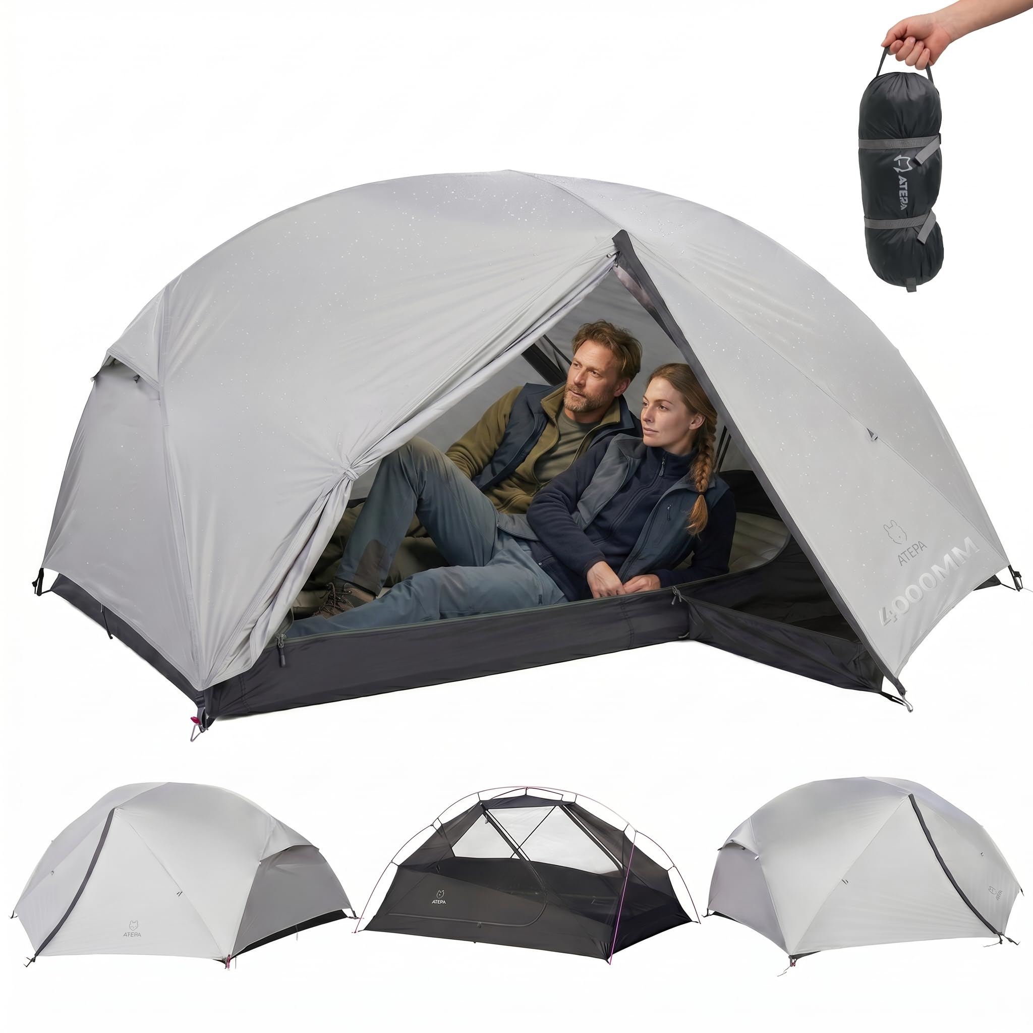 Ultralight 1–2 Person Backpacking Tent – 20D SilNylon 4-Season Waterproof Freestanding Shelter with Vestibule