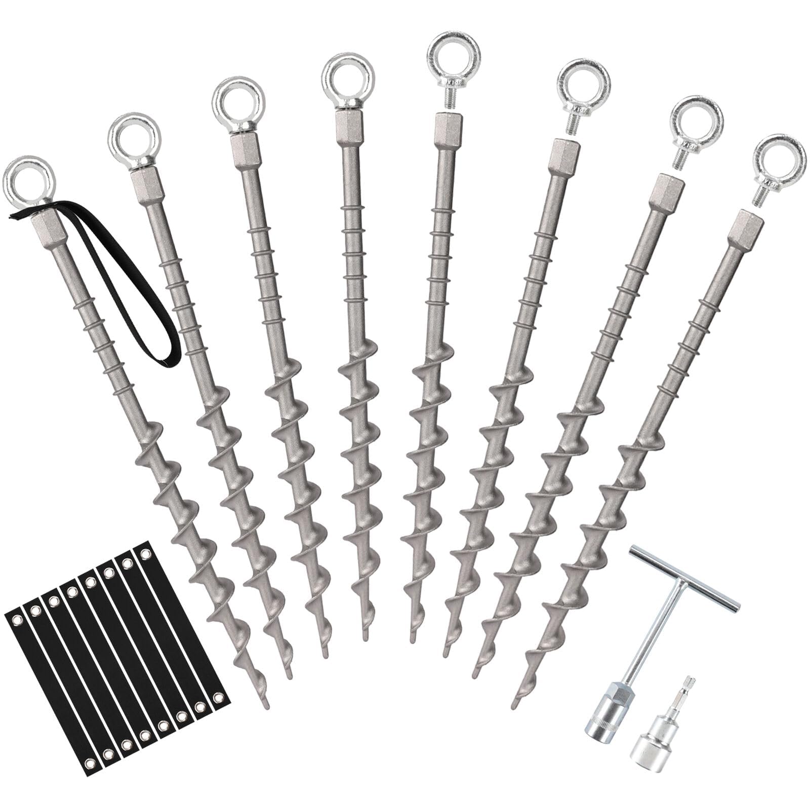 Keltrion 14" Ground Anchors Screw in Non-Rust Cast Aluminum Detachable Tent Stakes