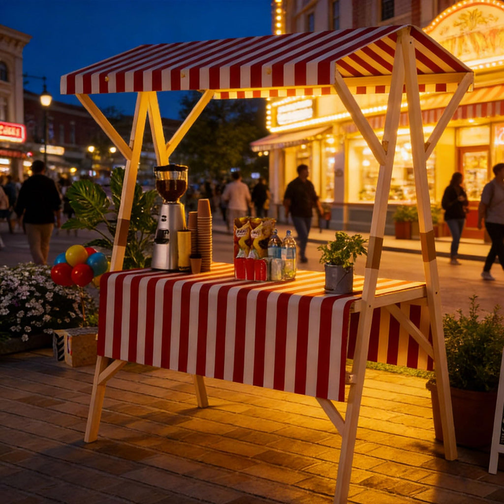 Portable Vendor Cart with Canopy – Foldable Market Stall with Wheels for Festivals, Markets & Outdoor Events