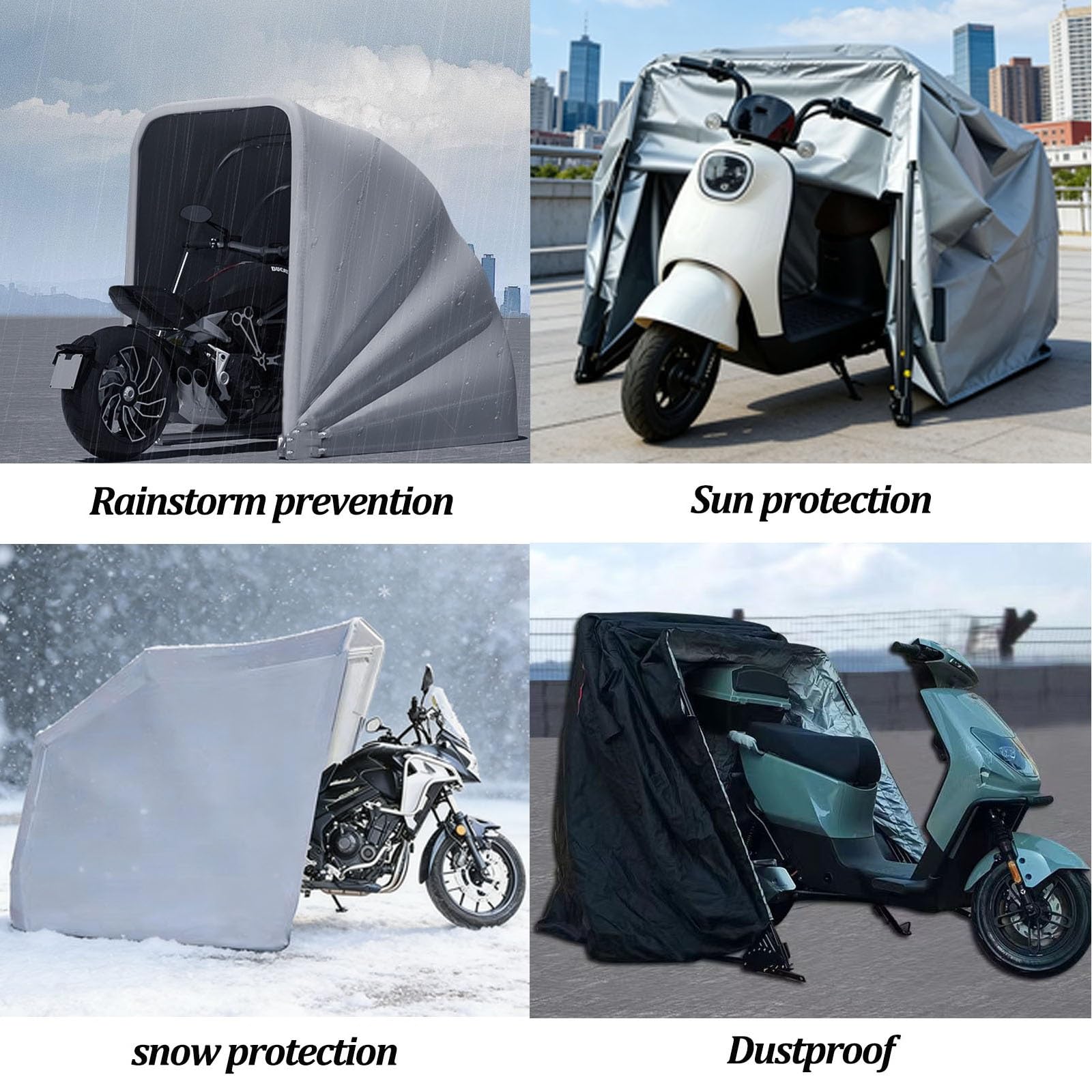 Automatic Motorcycle Storage Shelter – Heavy-Duty Garage Tent with Galvanized Steel Frame & 600D Oxford Cover