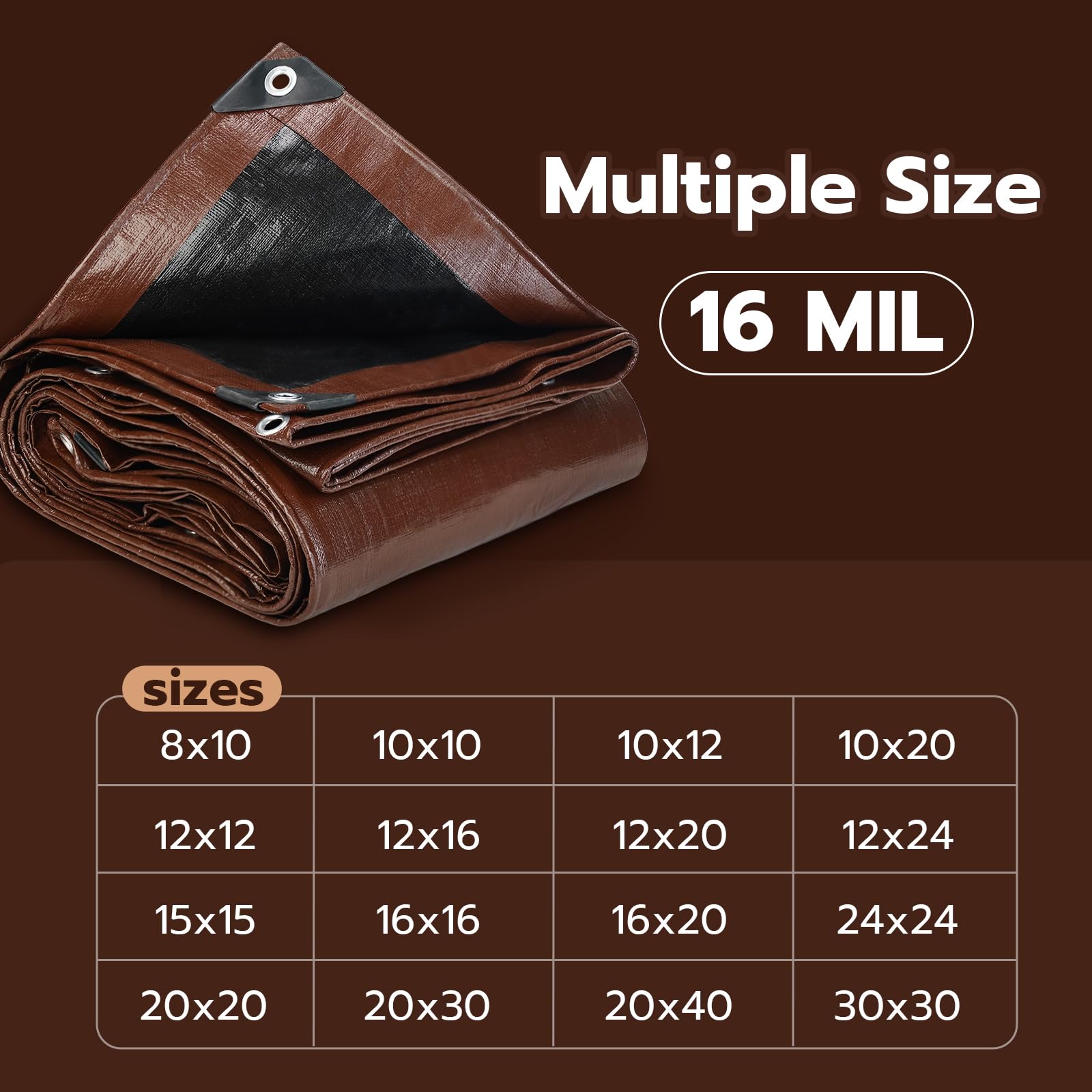 Waterproof Poly Tarp – Heavy-Duty Protective Tarpaulin with Grommets for Canopies, Boats & Pool Covers