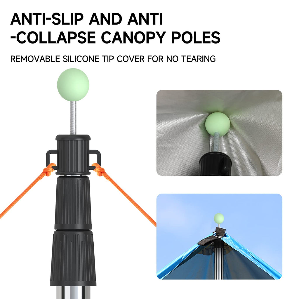 Telescoping Tarp Poles – Heavy-Duty Stainless Steel Canopy Pole Set for Camping & Outdoor Use (Set of 2)