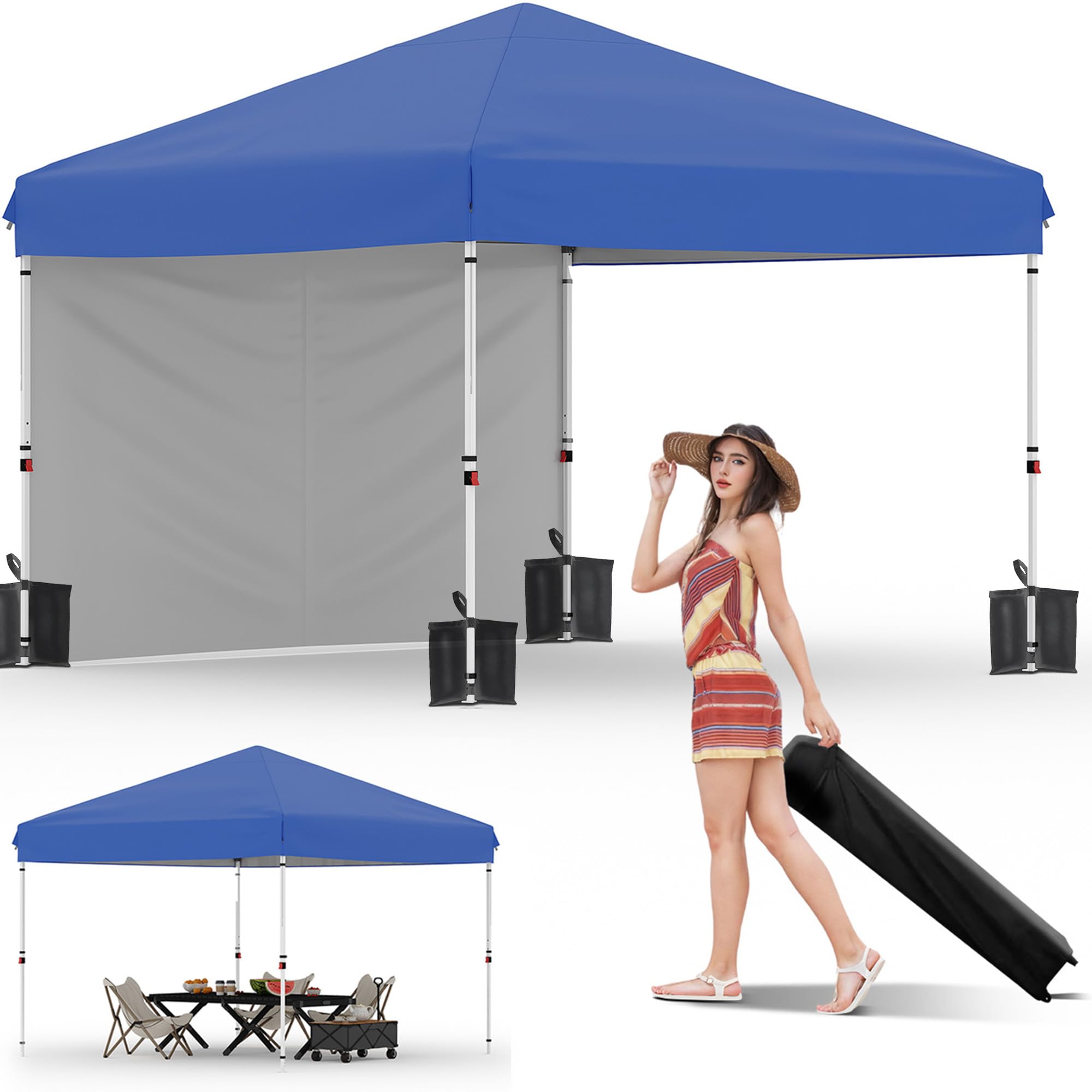 10 × 10 FT Heavy-Duty Pop-Up Canopy Tent – One-Person Setup, Waterproof UPF 50+ Shelter for Events & Markets