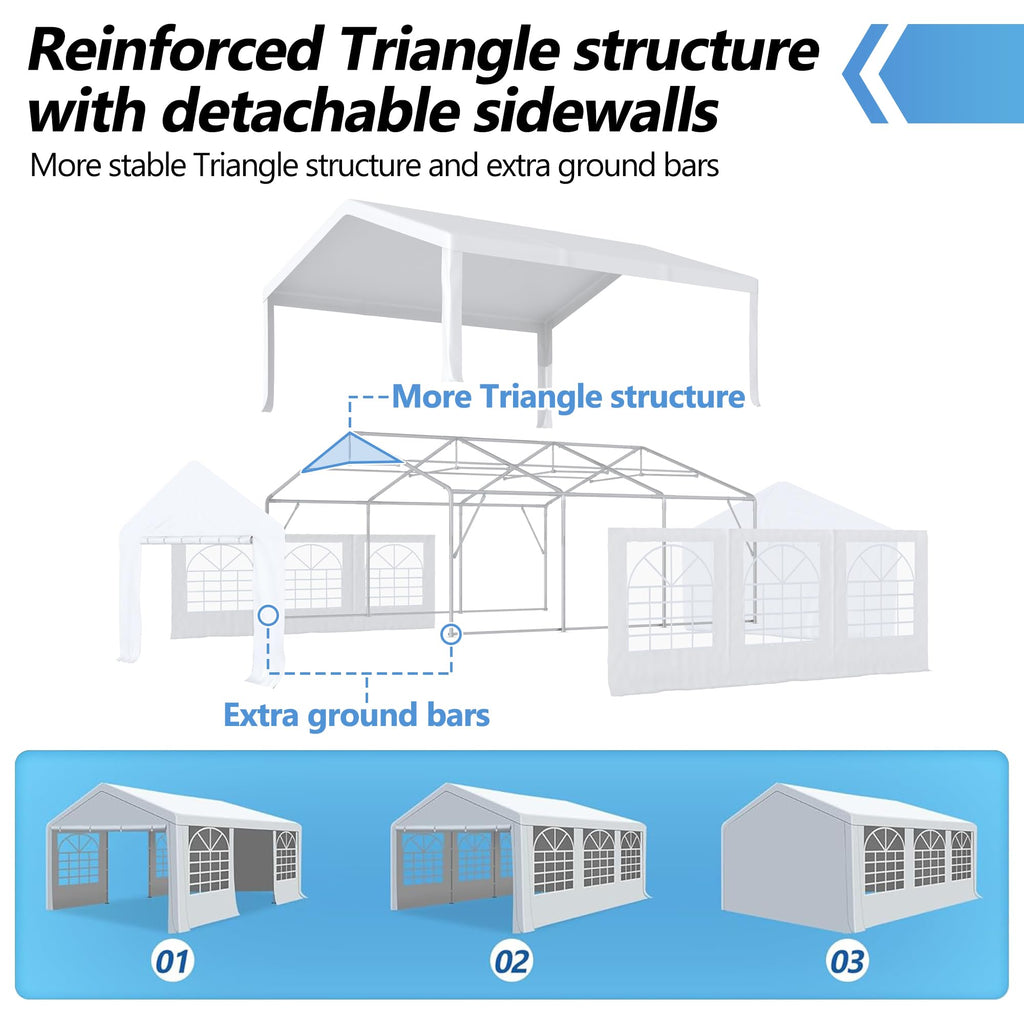 Heavy-Duty Party Tent – Large Event Canopy with Removable Sidewalls & Sandbags for Outdoor Gatherings