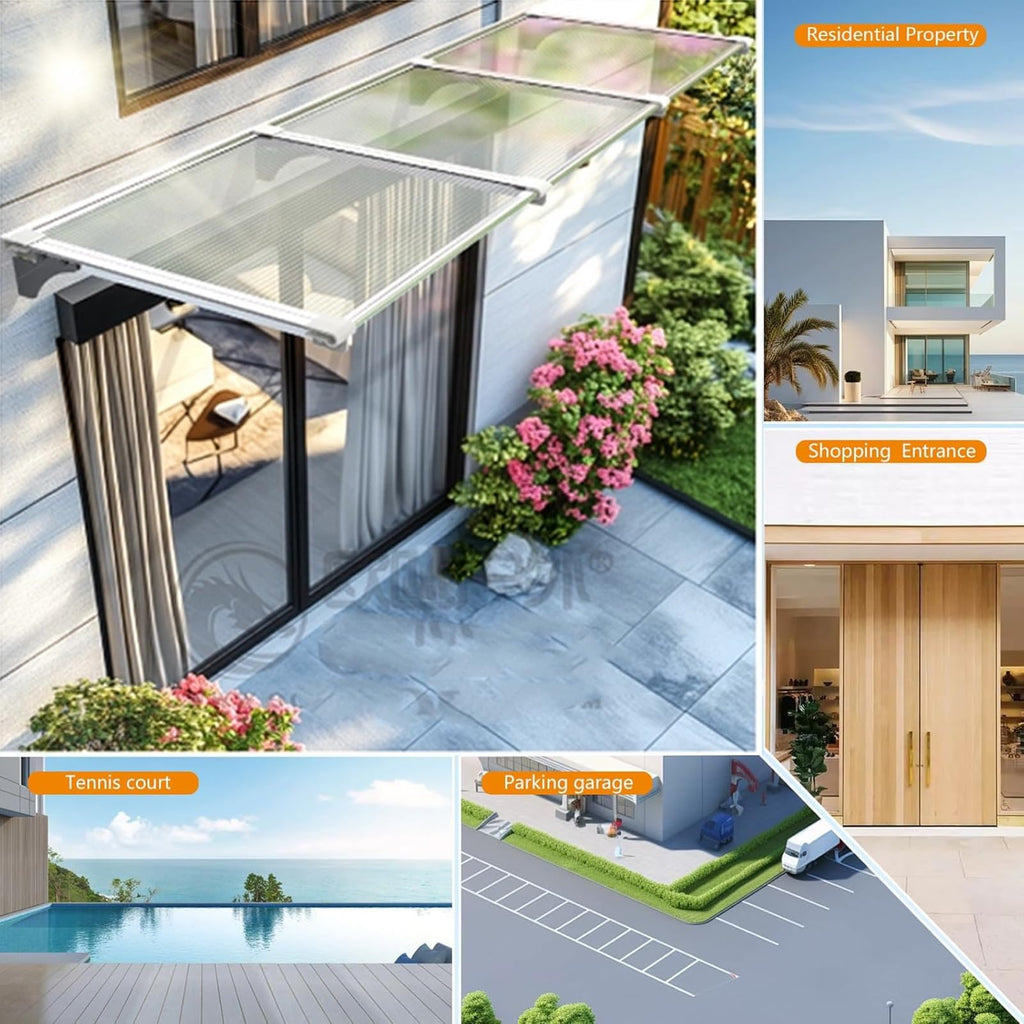 UV-Resistant Polycarbonate Door & Window Canopy – Weatherproof Awning 100 × 400 cm (3.3 × 13 FT)