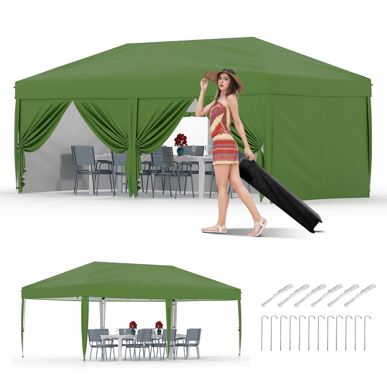 10 × 10 FT Heavy-Duty Pop-Up Canopy Tent – One-Person Setup, Waterproof UPF 50+ Shelter for Events & Markets