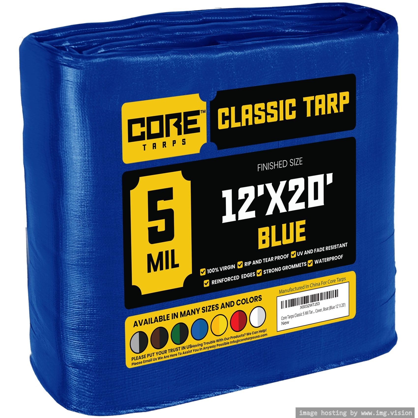 Extra Heavy-Duty Waterproof Tarp – UV-Resistant Rip-Resistant Cover for Roof, Patio, Pool & Boat Protection