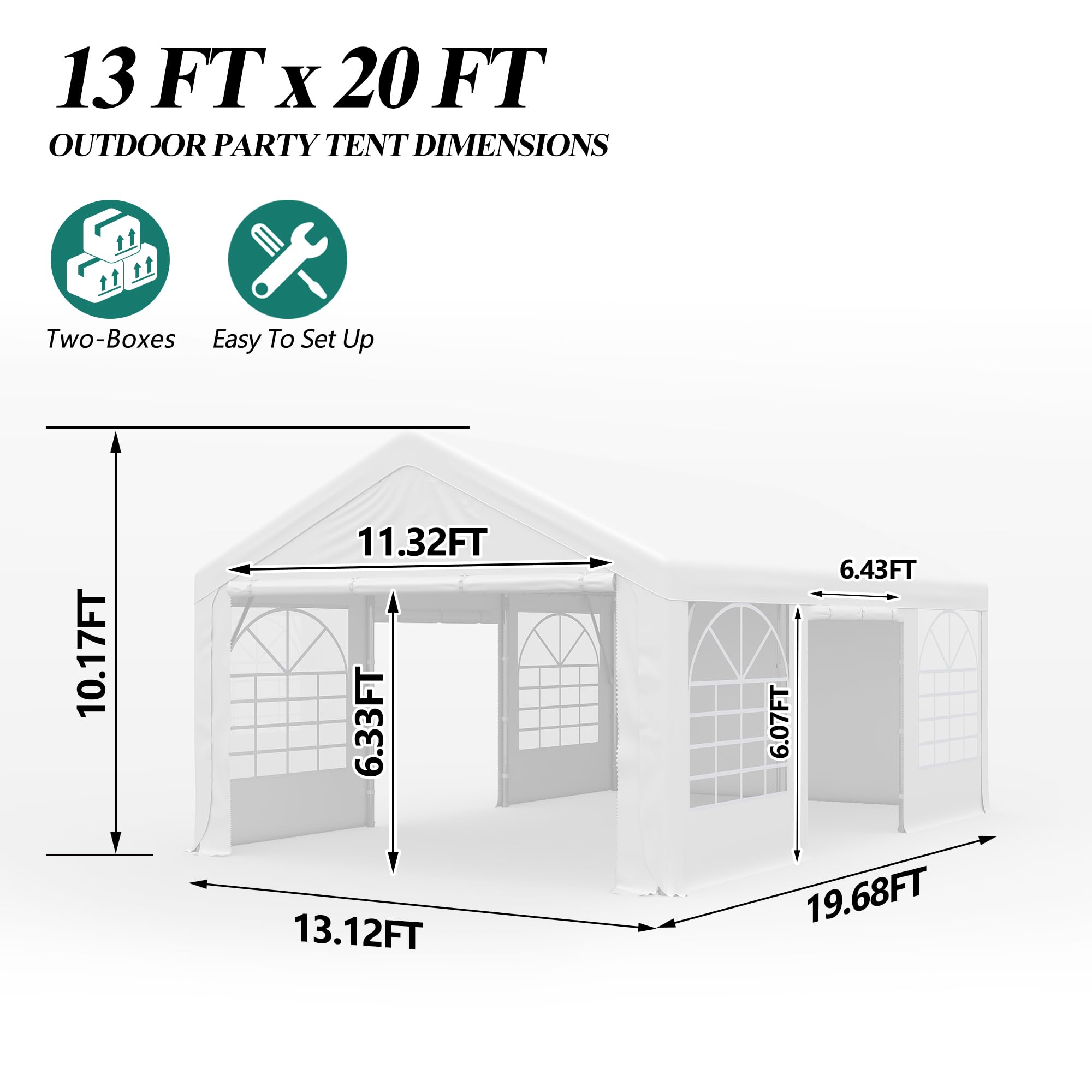 GARTOO Party Tent - Heavy Duty Outdoor Wedding Gazebo