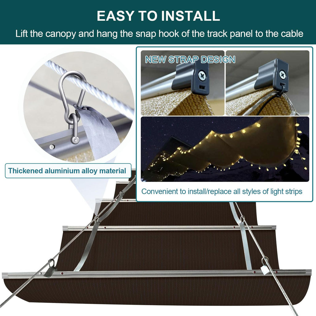 Retractable Sun Shade Canopy – Sliding Wave Shade Sail for Pergola, Patio & Gazebo Outdoor Use