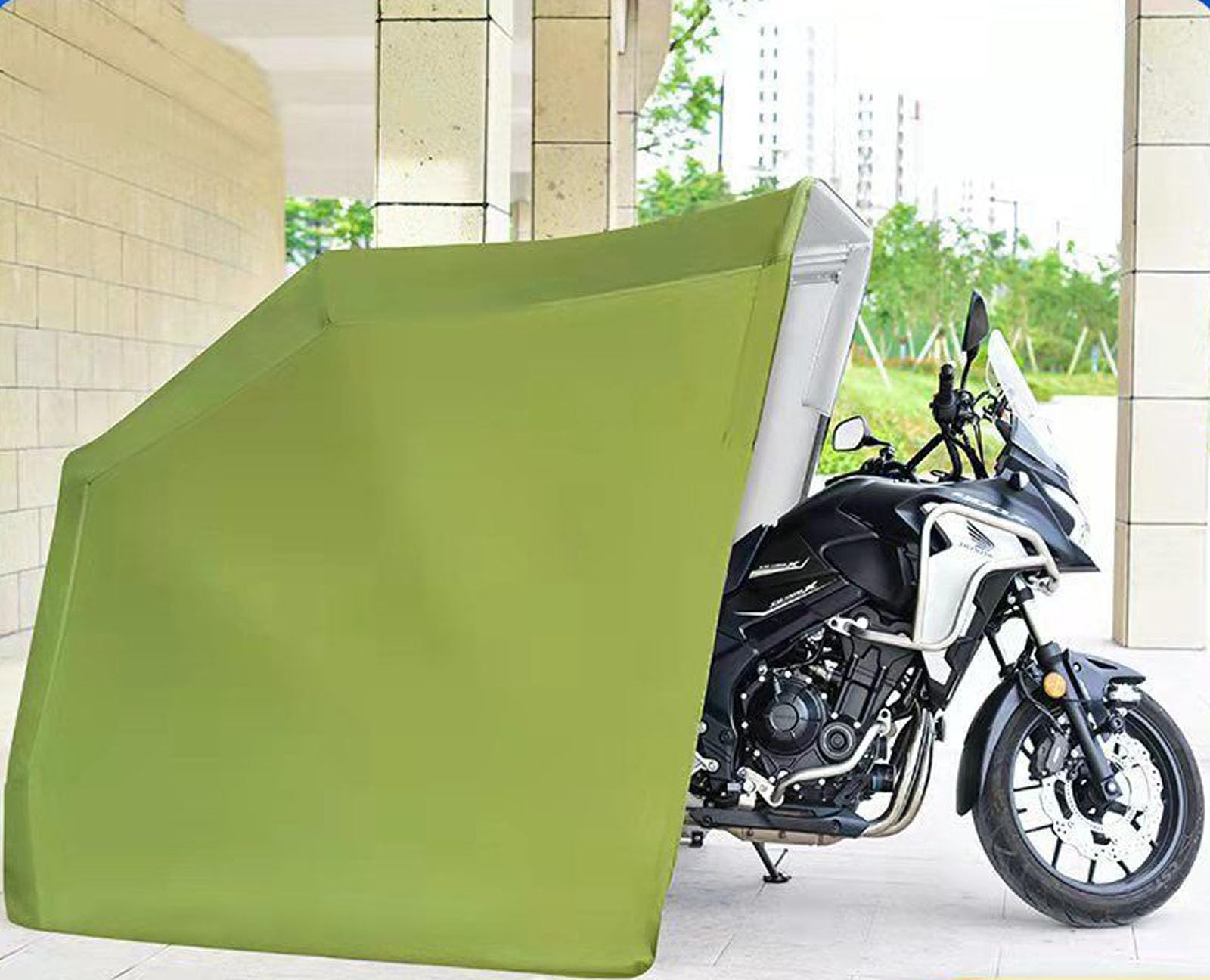 Semi-Automatic Motorcycle Shelter – Stainless Steel Outdoor Storage Tent Garage