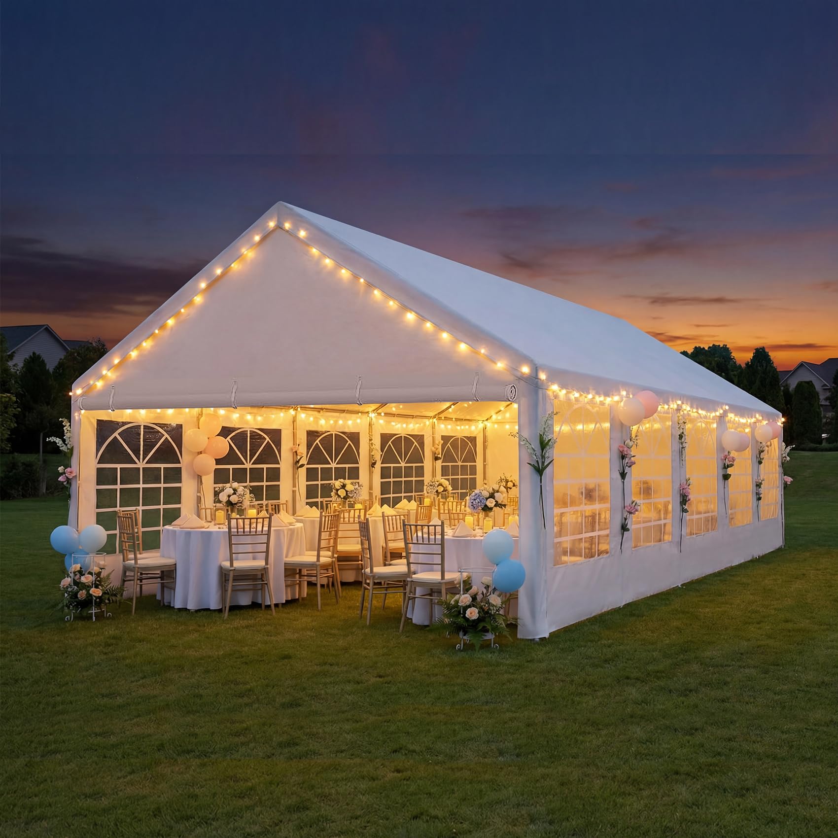 Heavy-Duty Party Tent – Waterproof Outdoor Event Shelter with Removable Sidewalls, White