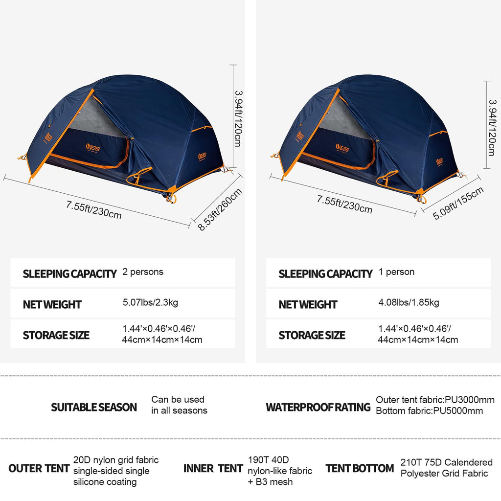 1–2 Person Camping Tent – Windproof Portable Shelter for Hiking, Backpacking & Travel