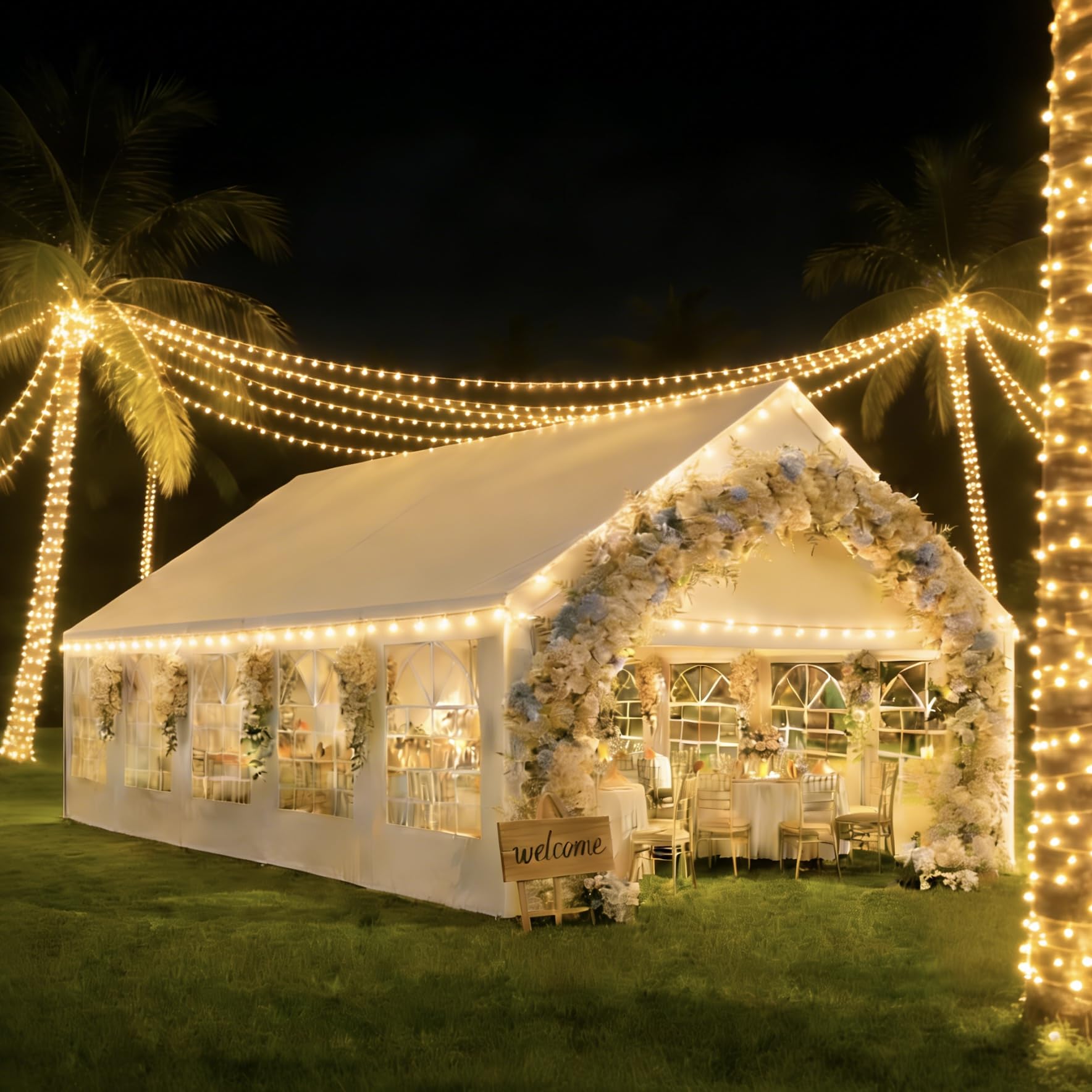 Heavy-Duty Party Tent – Waterproof Outdoor Event Shelter with Removable Sidewalls, White