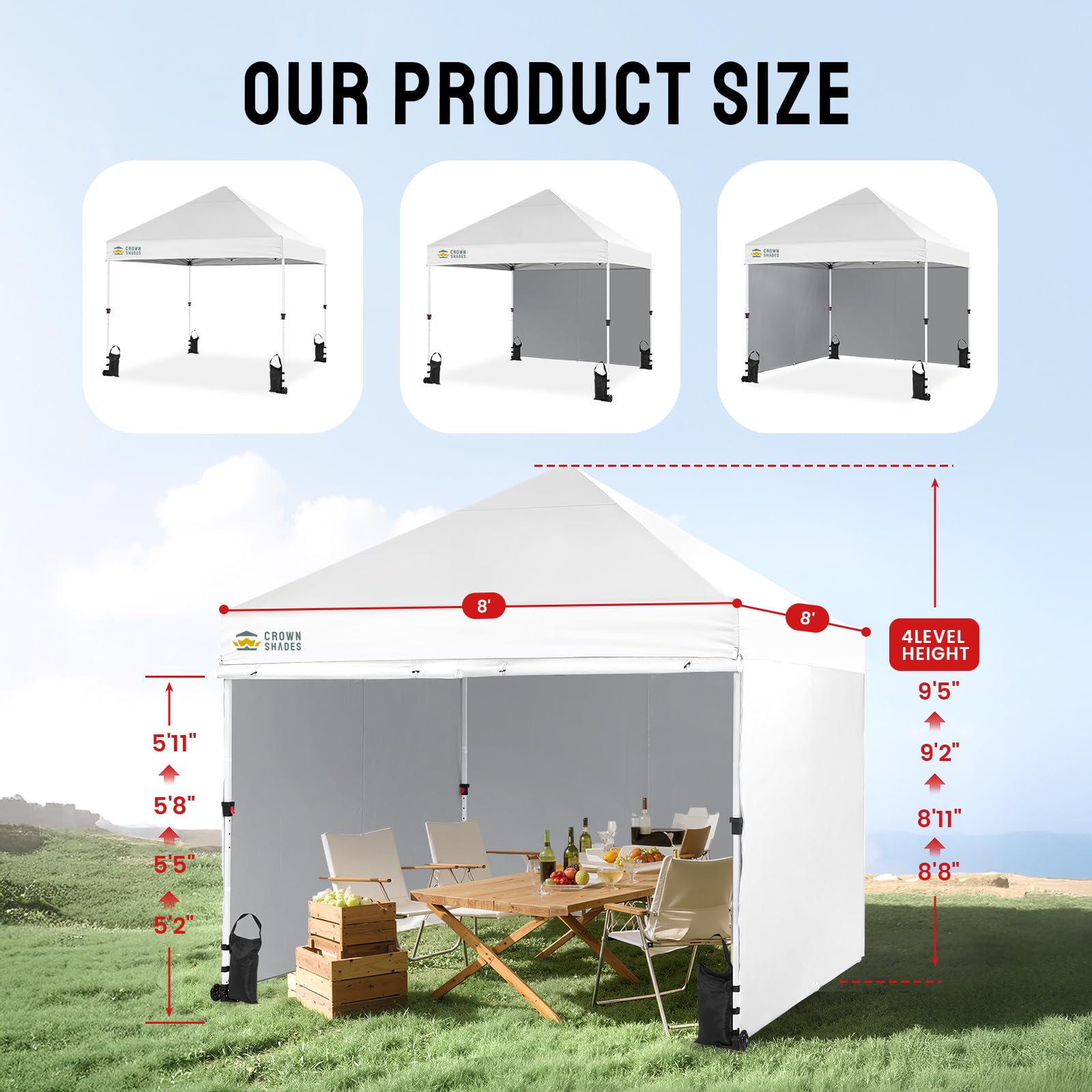 10 × 10 FT Commercial Pop-Up Canopy Tent – Instant Center-Lock Shelter with 4 Sidewalls