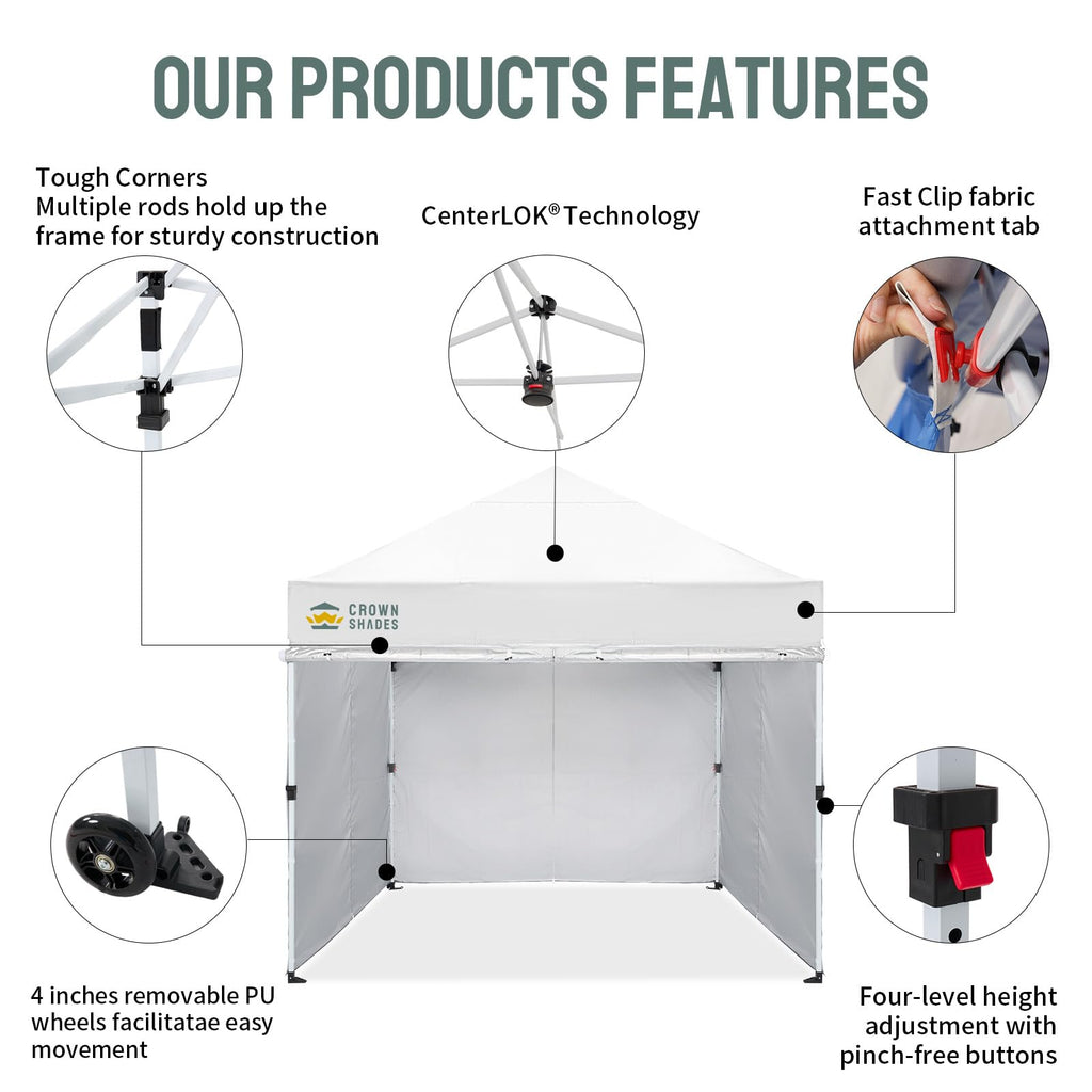 10 × 10 FT Commercial Pop-Up Canopy Tent – Instant Center-Lock Shelter with 4 Sidewalls