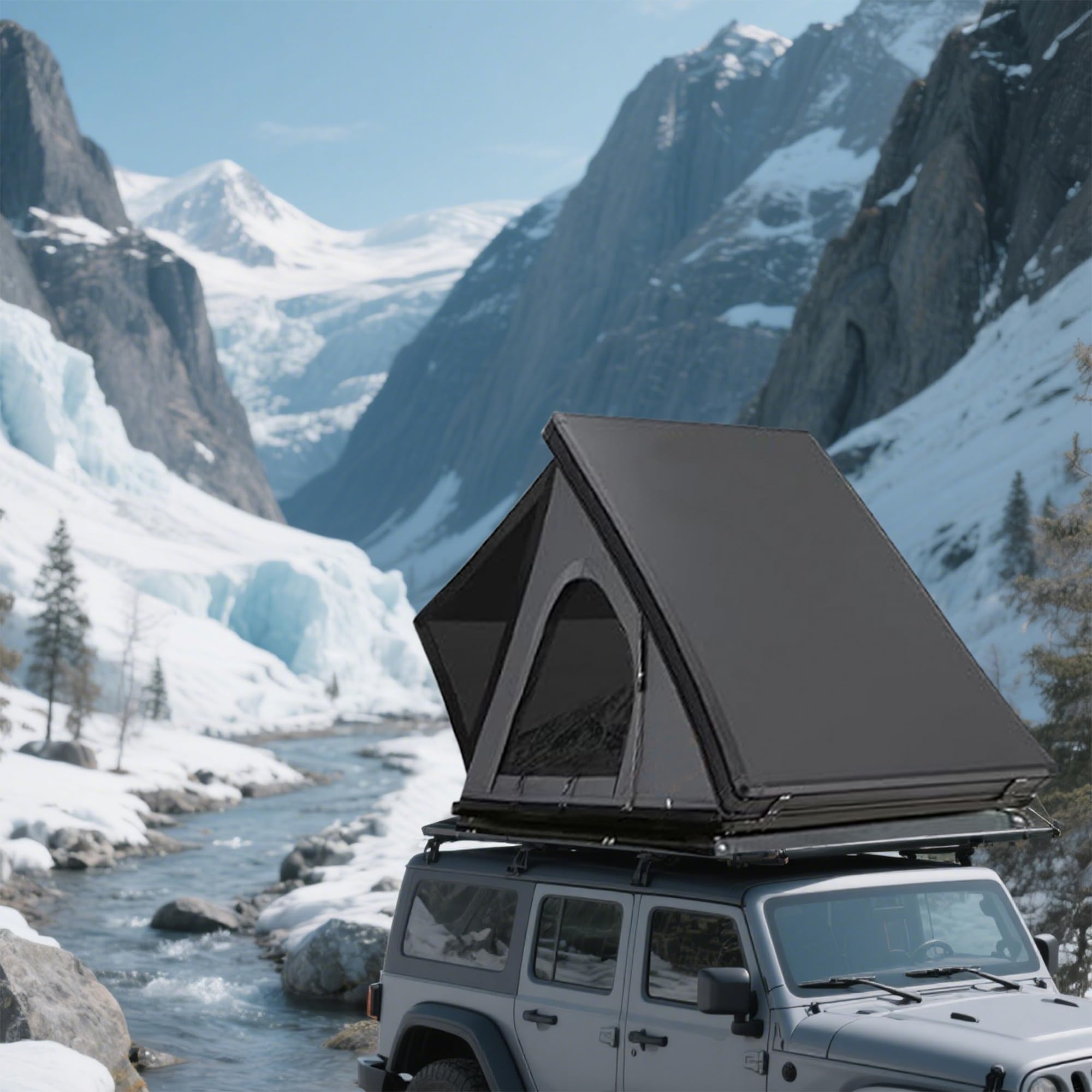 Aluminum Rooftop Tent – Roof Tent with LED Light & Memory Foam Mattress for 2–3 People