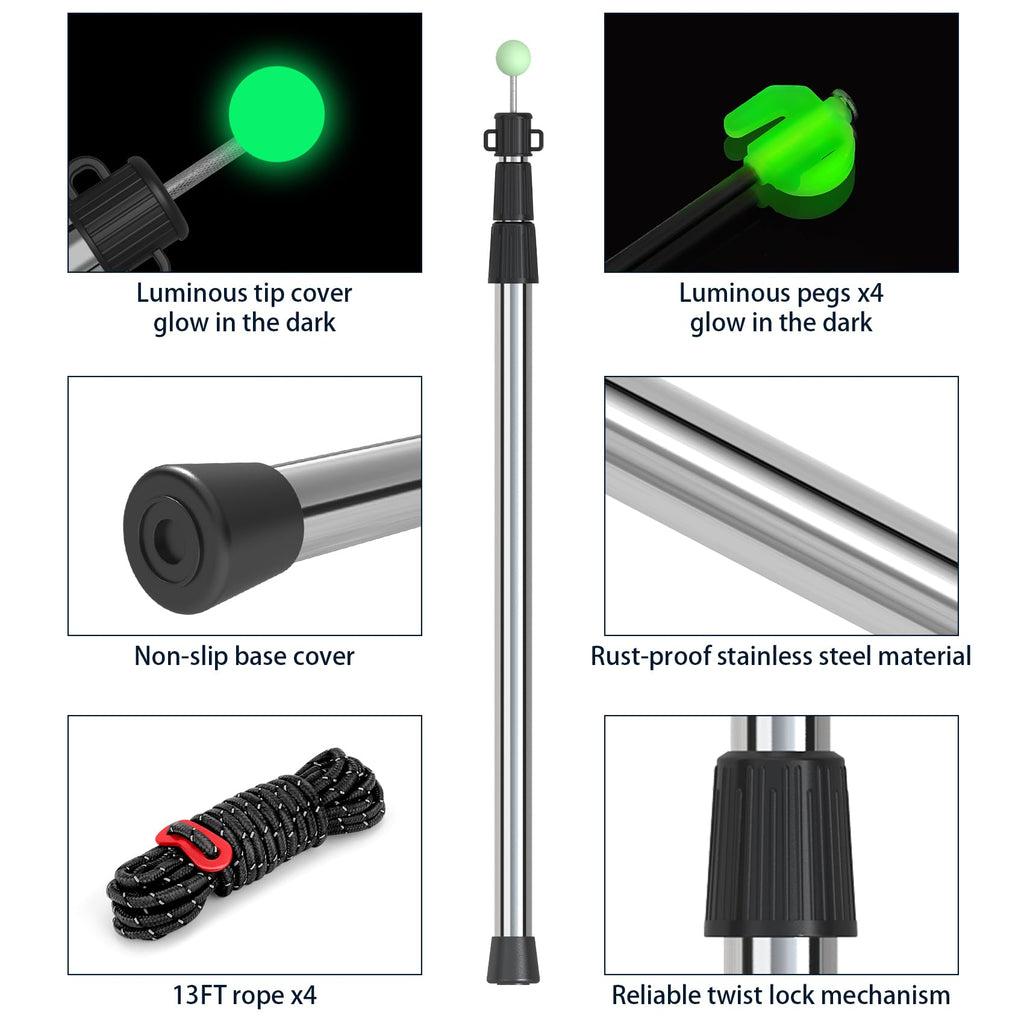 Telescoping Tarp Poles – Heavy-Duty Stainless Steel Canopy Pole Set for Camping & Outdoor Use (Set of 2)
