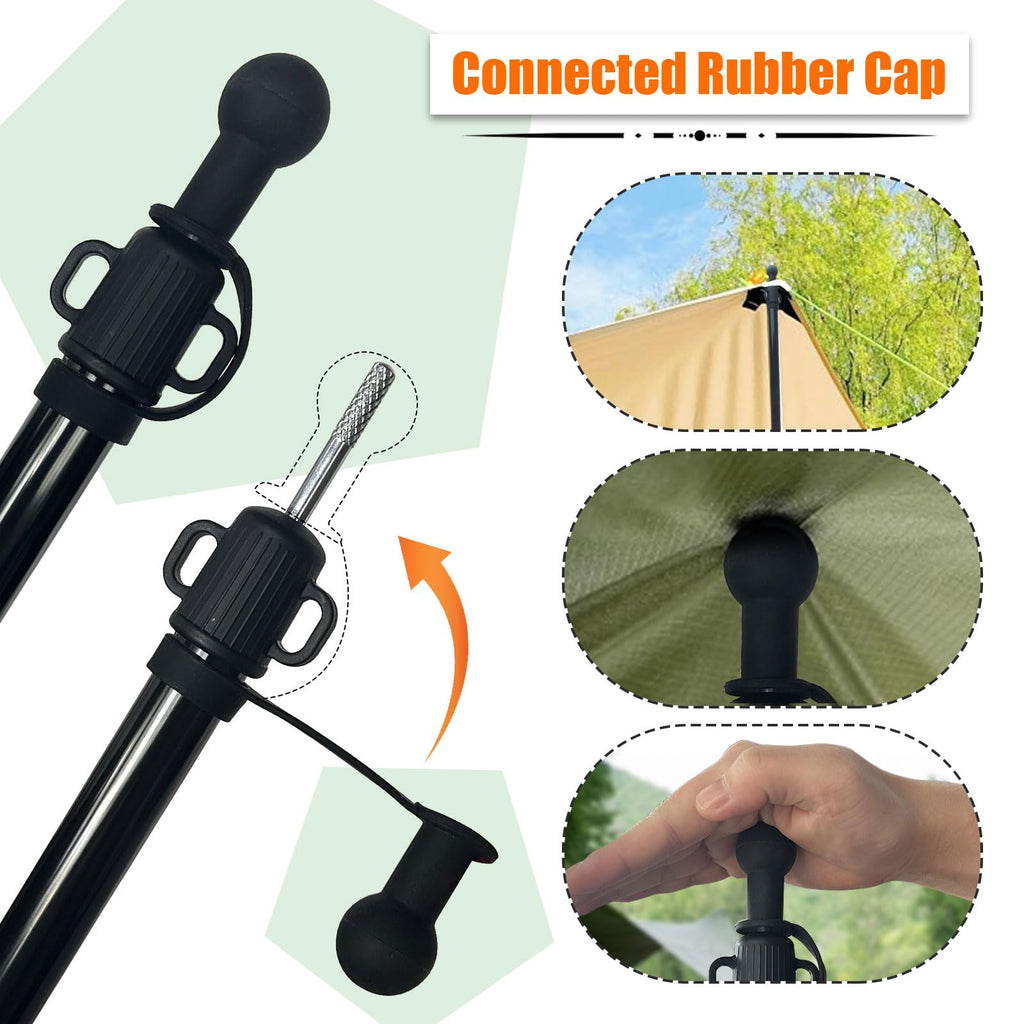 Telescoping Aluminum Tarp Poles – Heavy-Duty Adjustable Tent Pole Set with Stakes & Guylines for Camping Shelters and Awnings