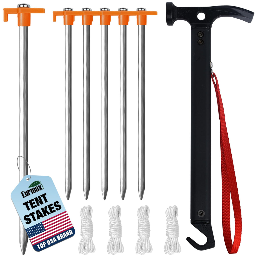 Galvanized Tent Stakes & Hammer Set – Heavy-Duty Non-Rust Anchors for Camping & Canopies