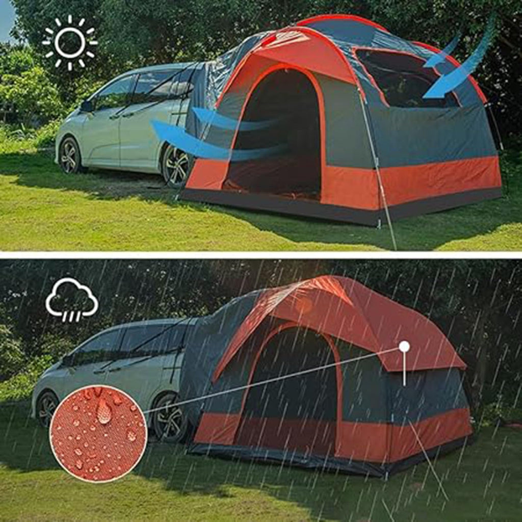4–6 Person SUV Tailgate Tent – Waterproof Rear Awning Shelter with Screen Room for Car Camping