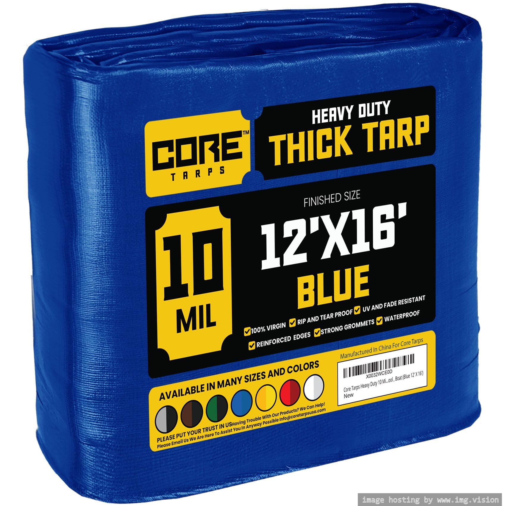 Extra Heavy-Duty Waterproof Tarp – UV-Resistant Rip-Resistant Cover for Roof, Patio, Pool & Boat Protection